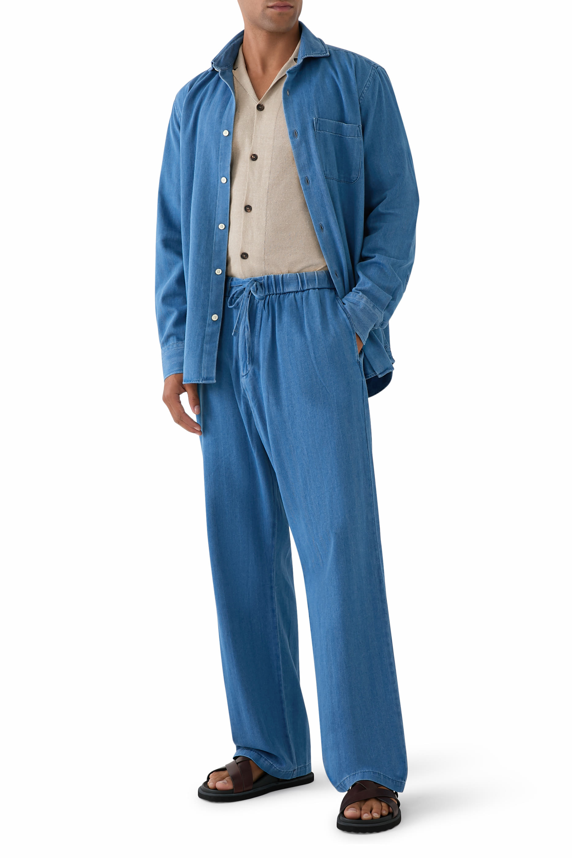 قميص دنيم إميليو بنقشة هارينغ بون