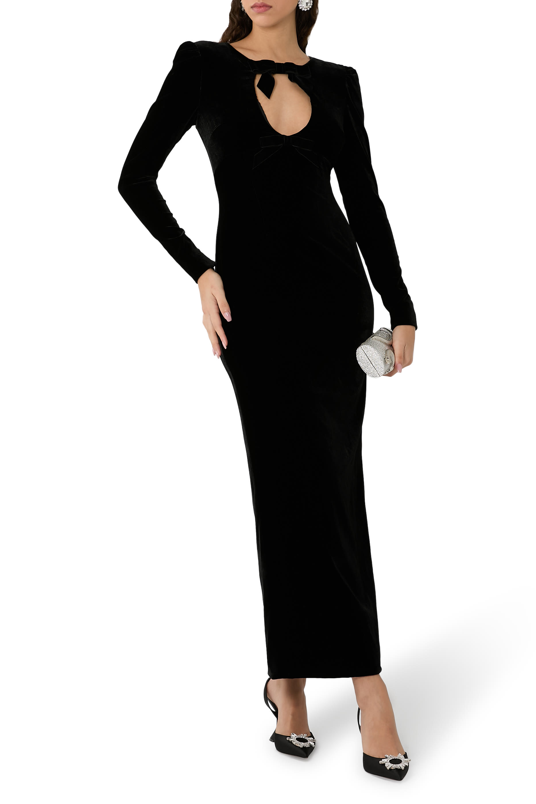 فستان مزين بفيونكة مخمل