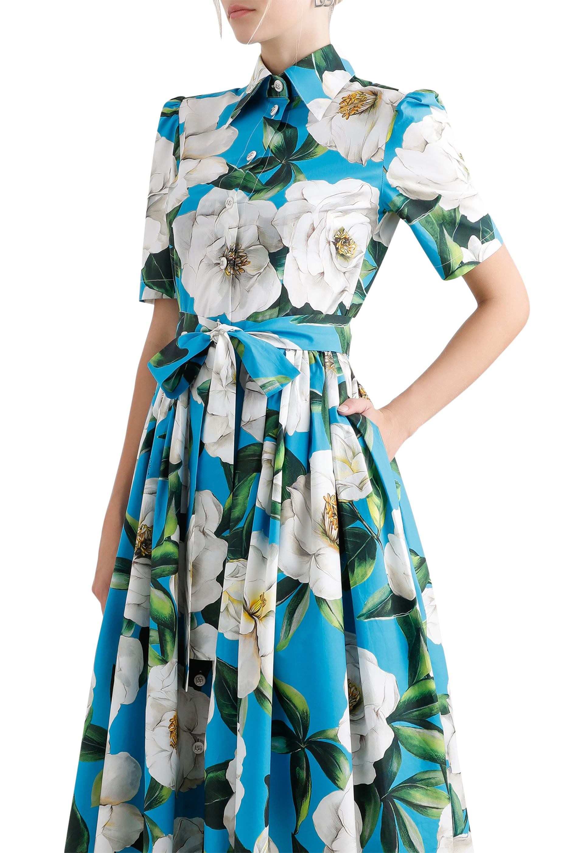 فستان قصير بنمط مشد بنقشة زهور