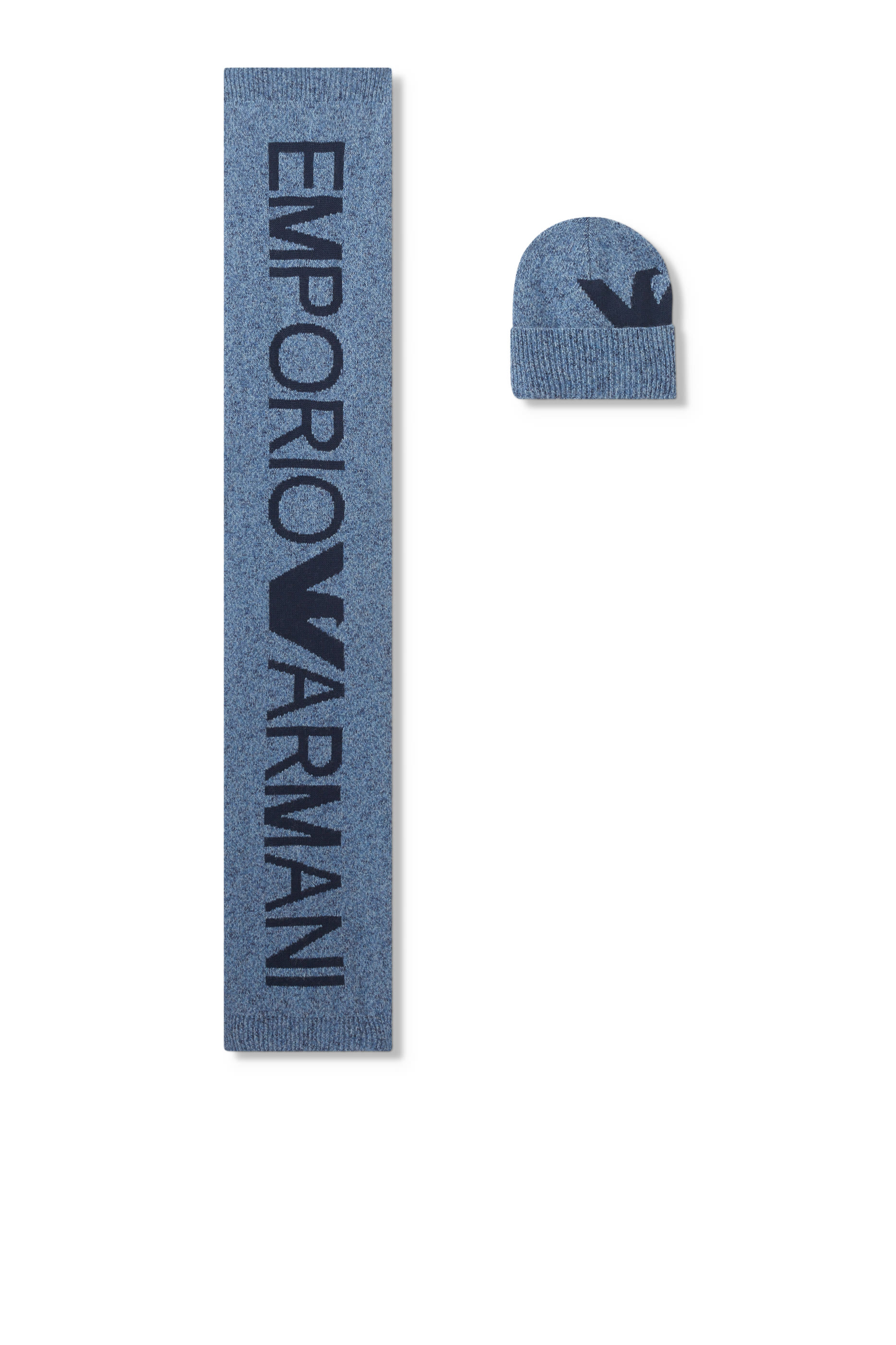 طقم وشاح وقبعة بيني مزيج صوف للأطفال