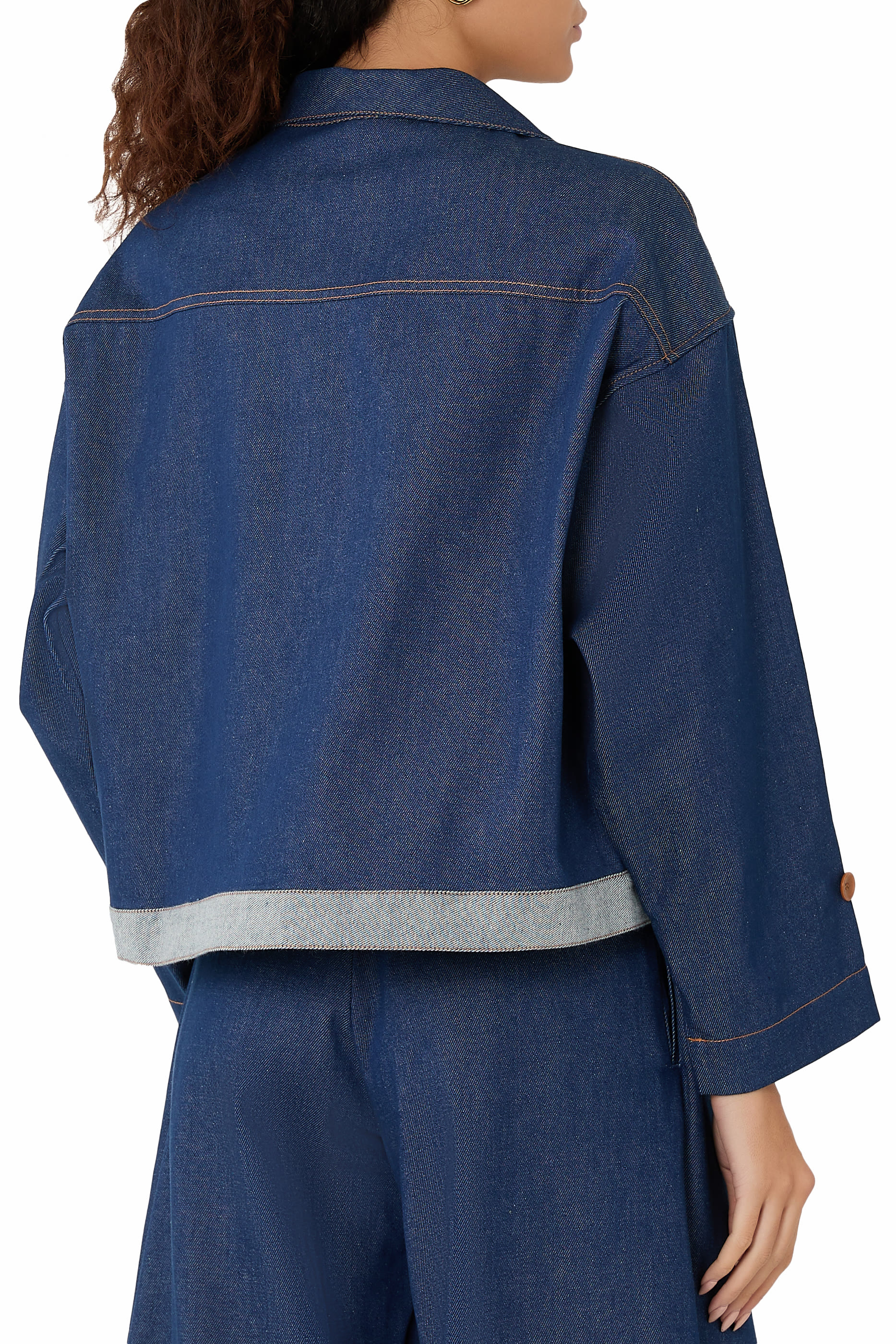  جاكيت سانكتشوري بتصميم غير متماثل بقصة مربعة دنيم