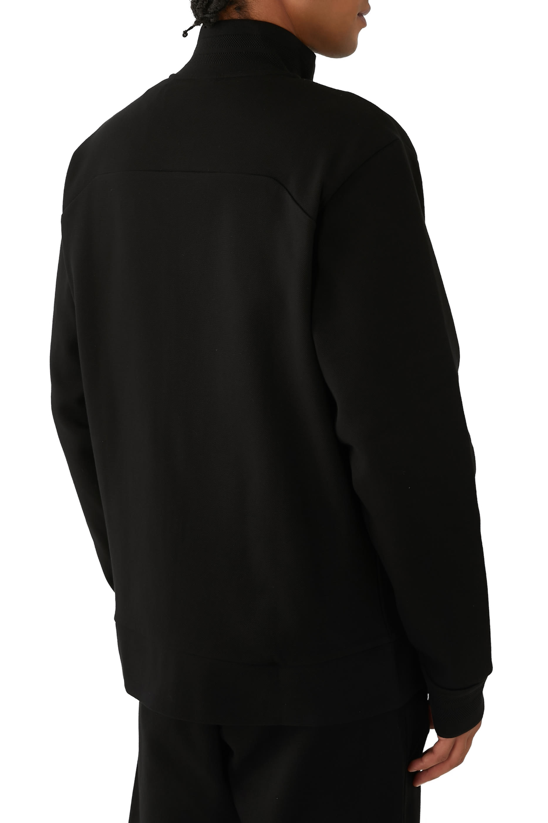 سويت شيرت بأساور وياقة جاكار