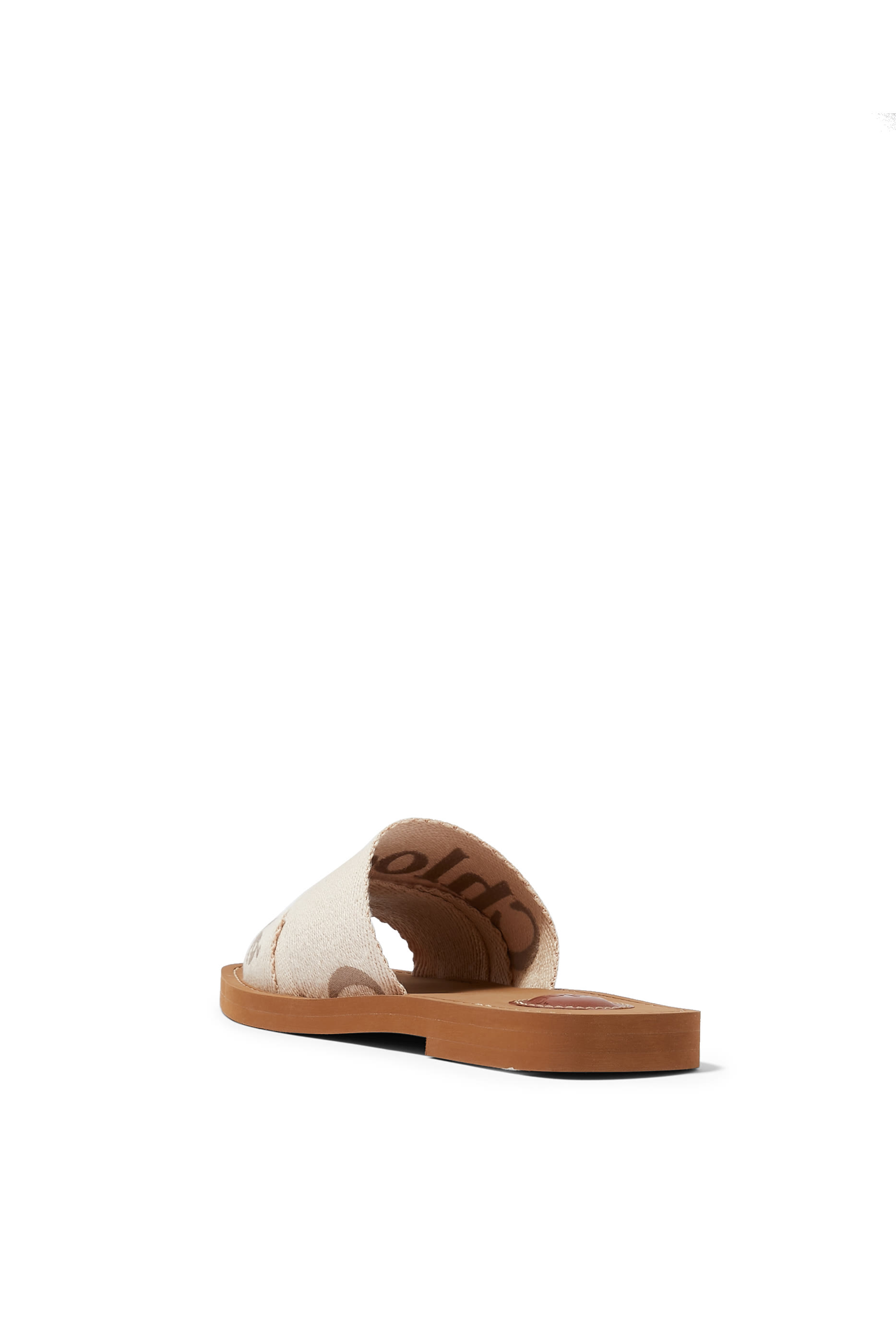 حذاء مفتوح وودي بكعب مسطح كتان