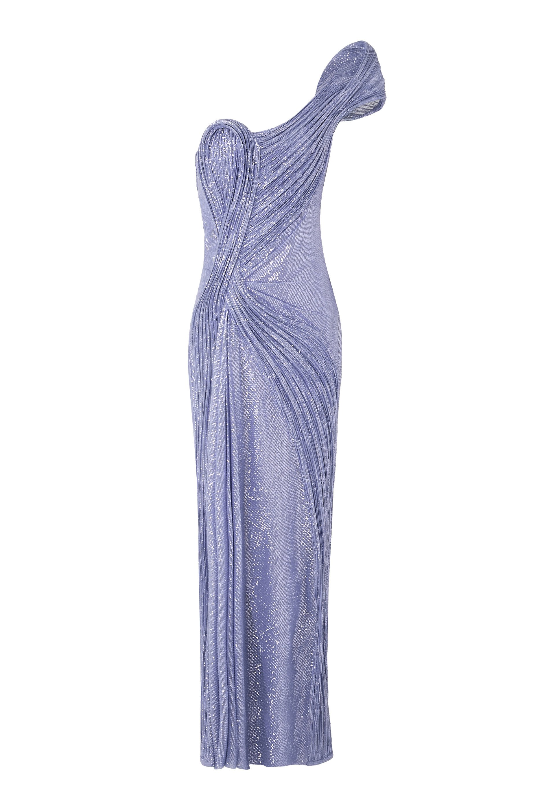 فستان سهرة بتصميم مموج منحوت