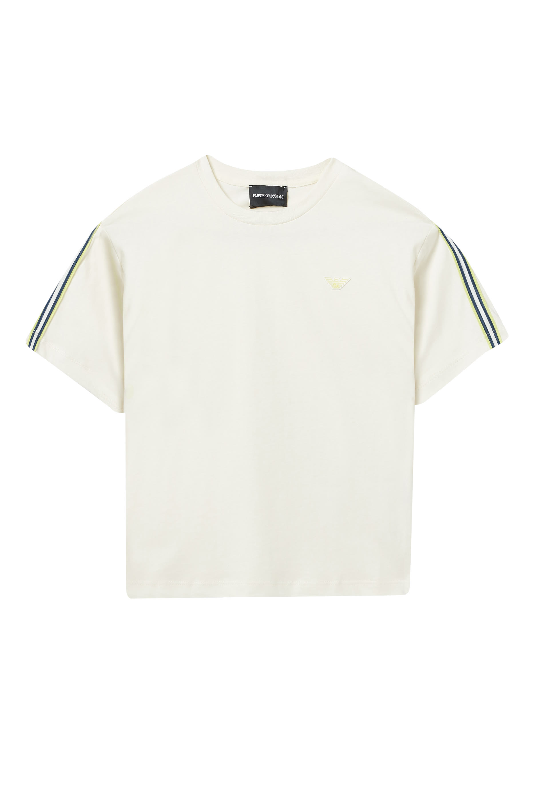 تيشيرت بحواف مخططة بشعار الماركة للأطفال