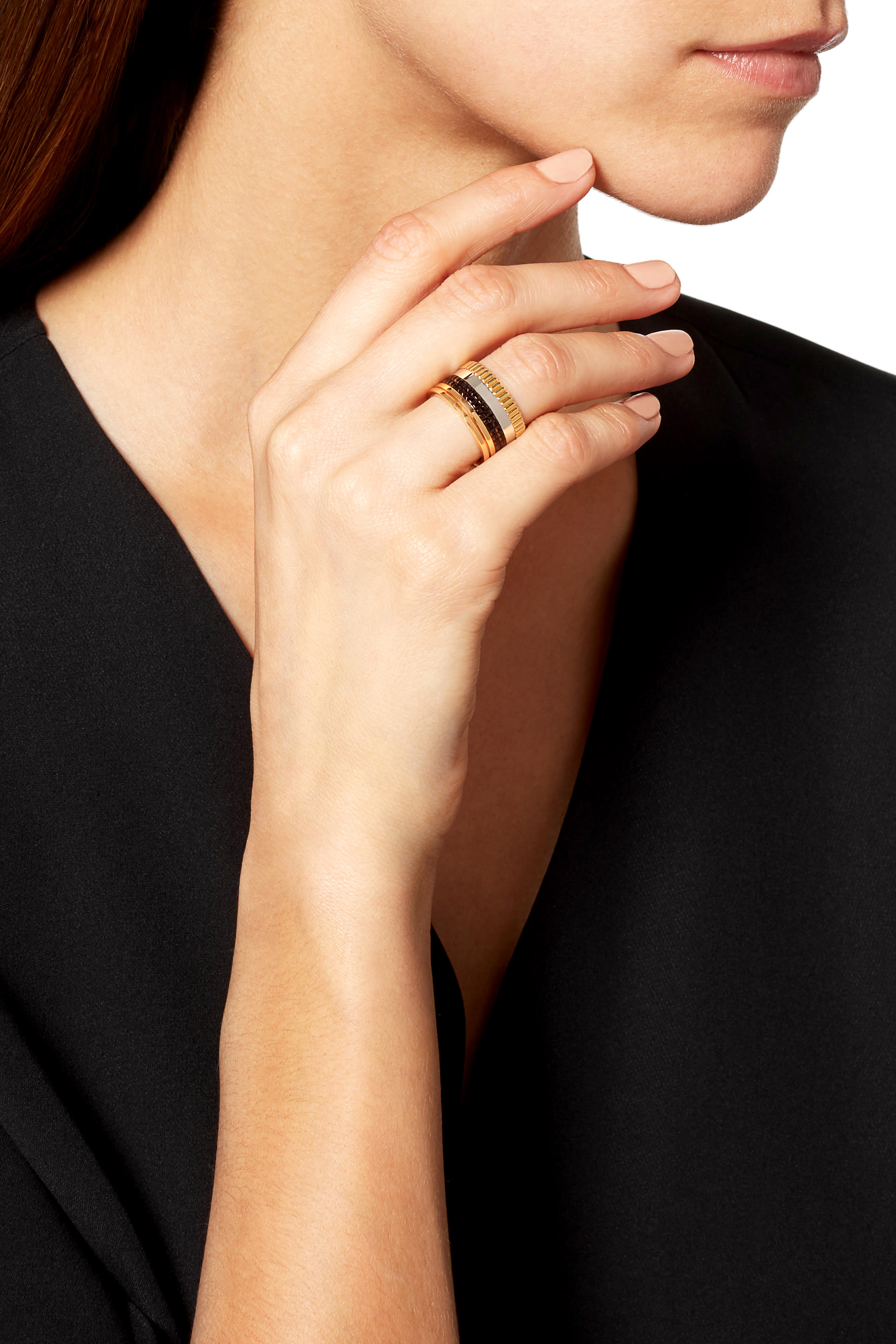 خاتم كاتر كلاسيك كبير سيراميك ذهب مختلط عيار 18