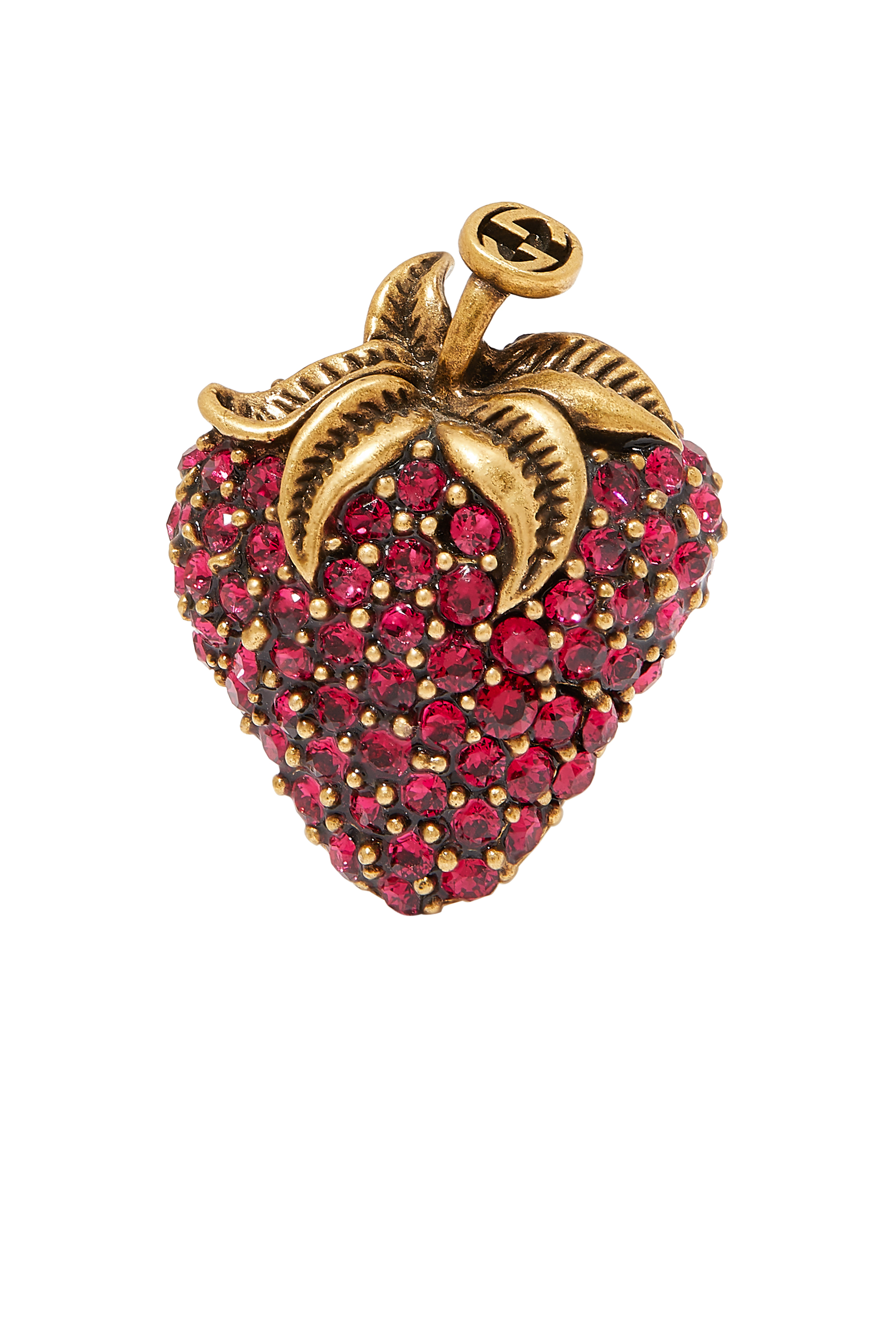 خاتم بتصميم فراولة مرصع بالكريستال