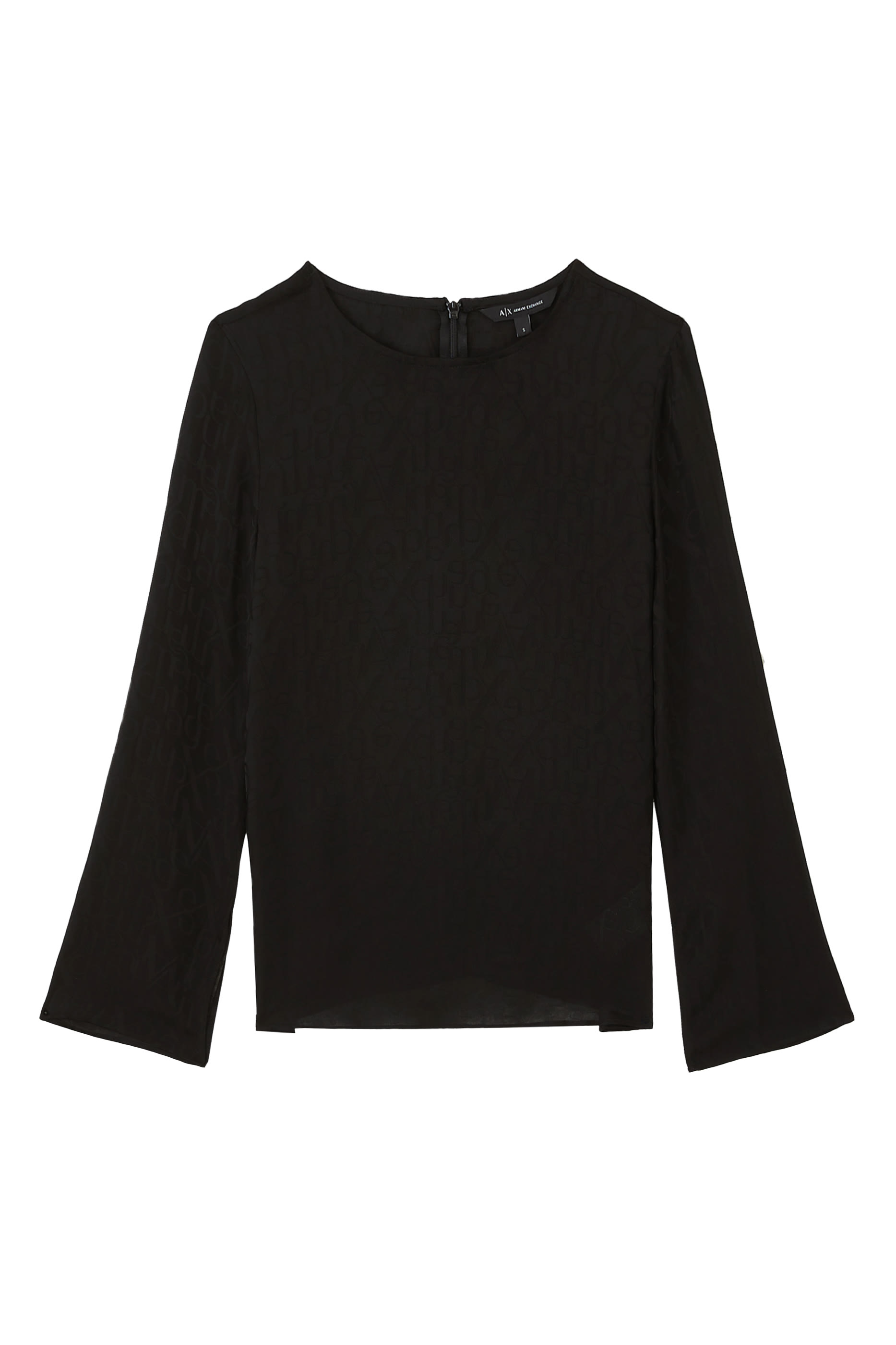 بلوزة بأكمام طويلة مزينة كليا بشعار الماركة