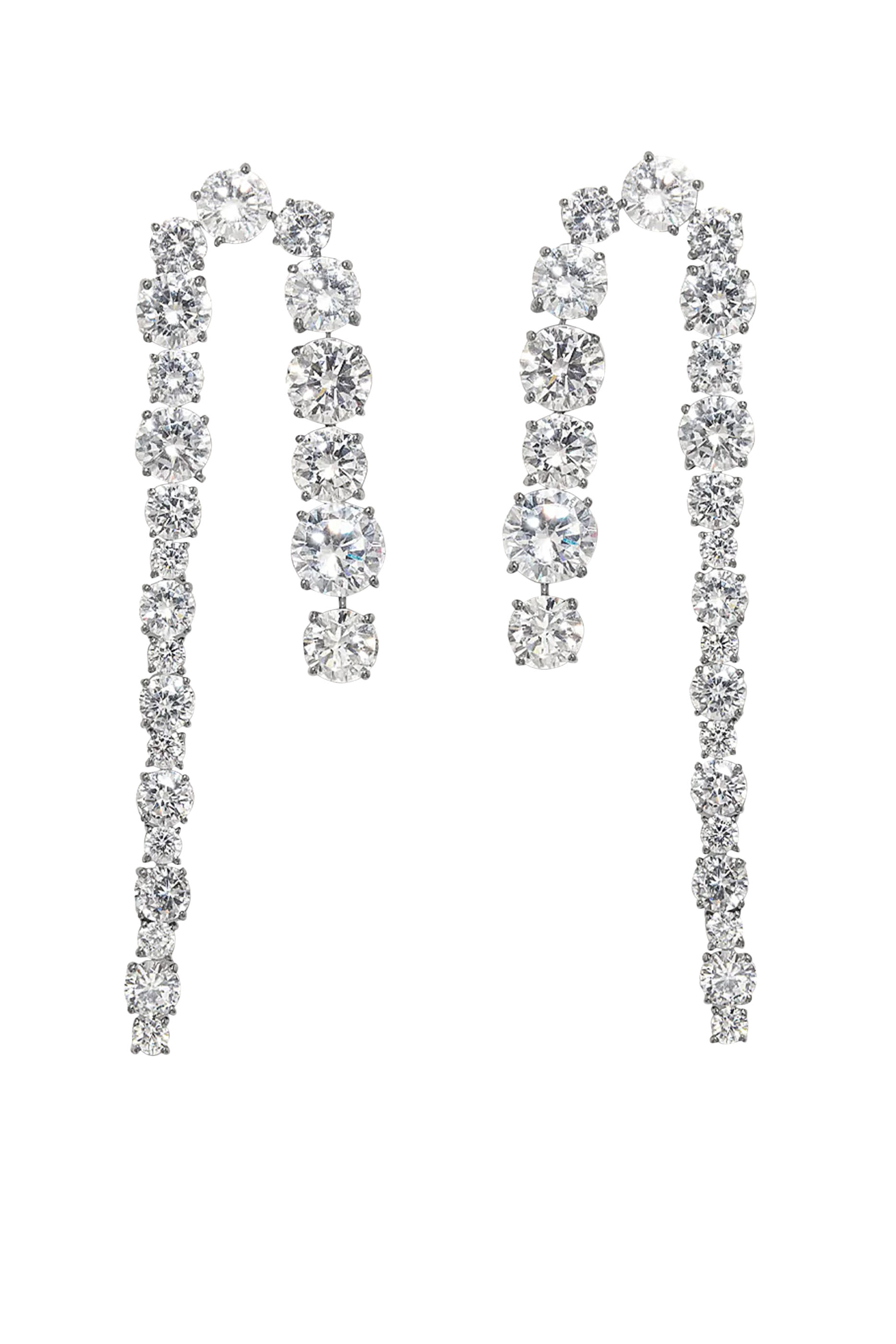 أقراط سلوث مرصعة بأحجار زركونيا مكعبة، فضة استرلينية معاد تدويرها مطلية بالروديوم