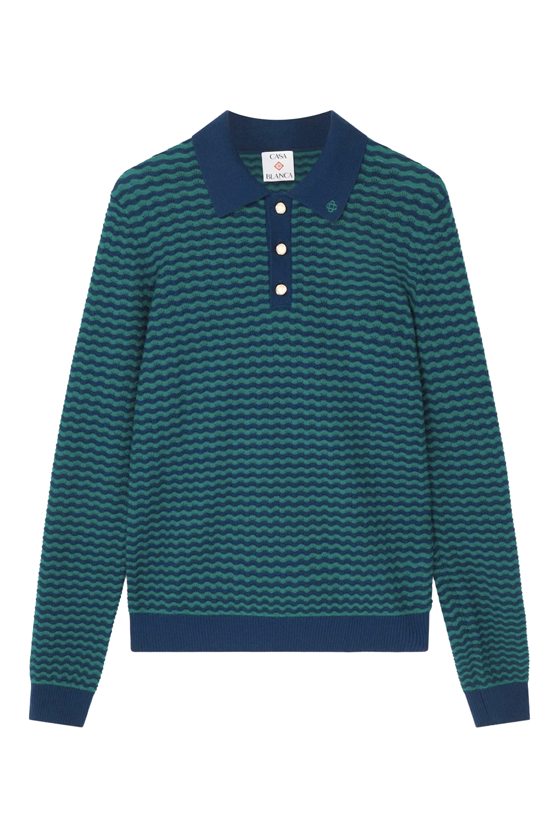 قميص بولو بنمط مموج قصير