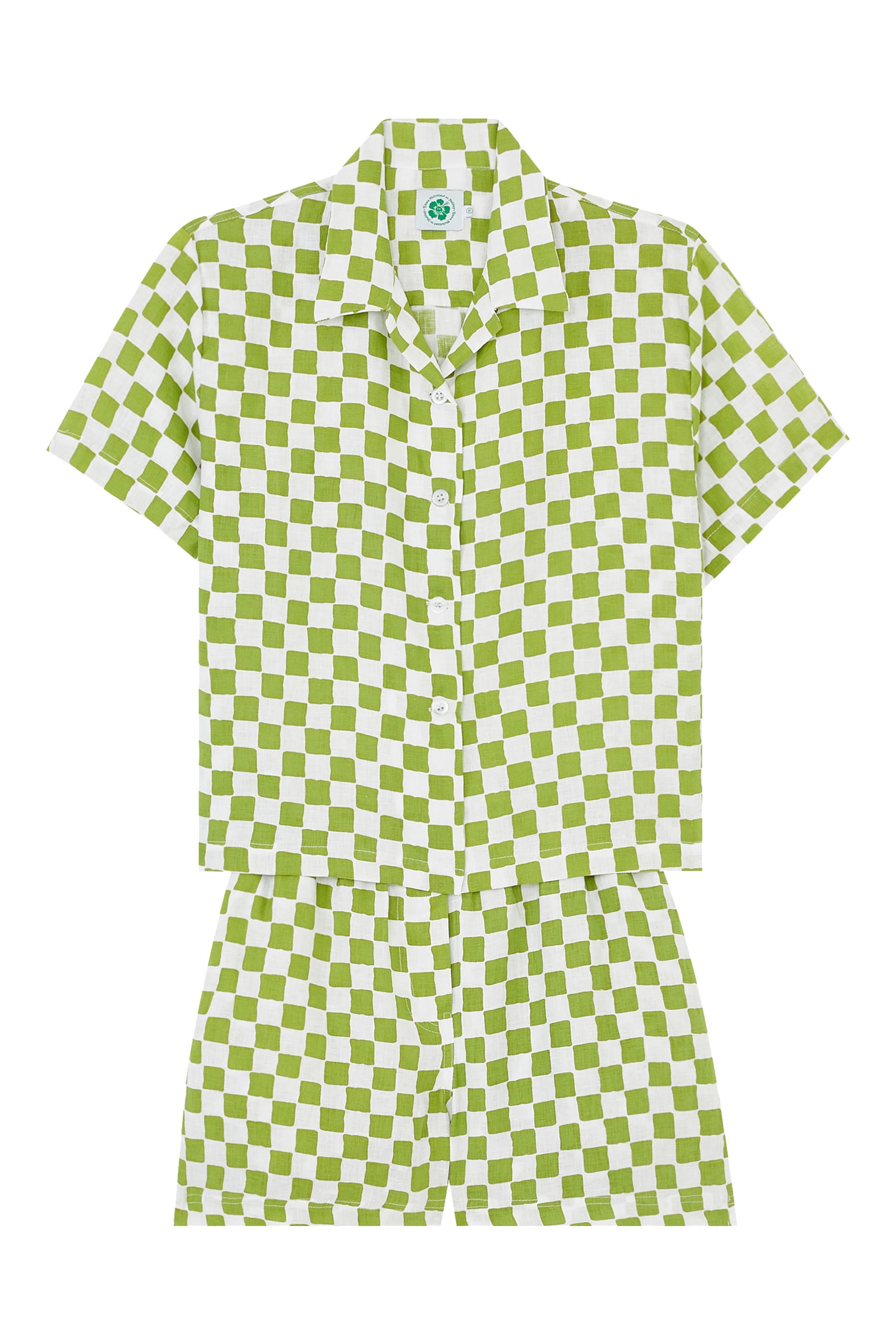 طقم شورت بنقشة مربعات