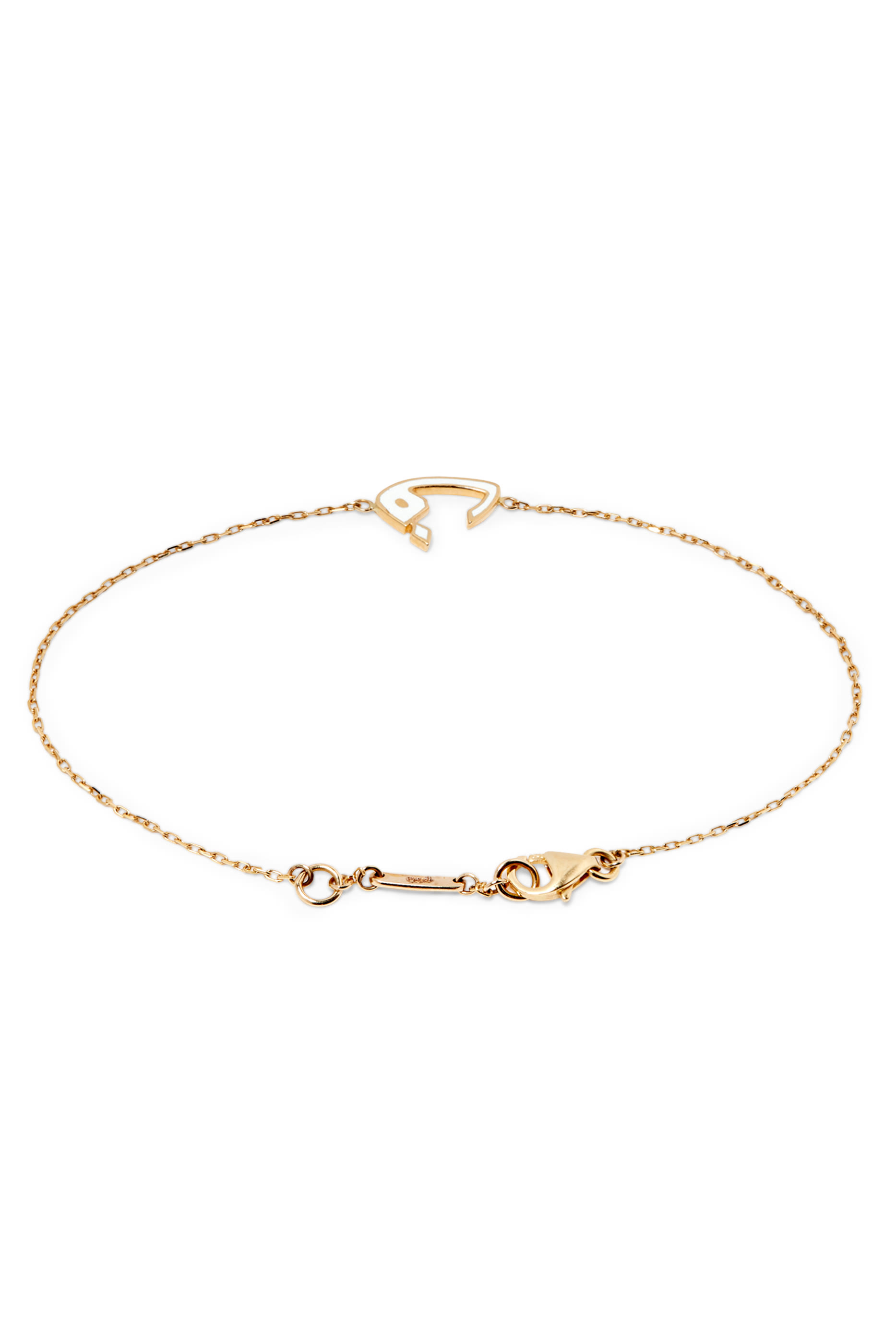 سوار مينا بحلية حرف ف مطلية بمينا أبيض