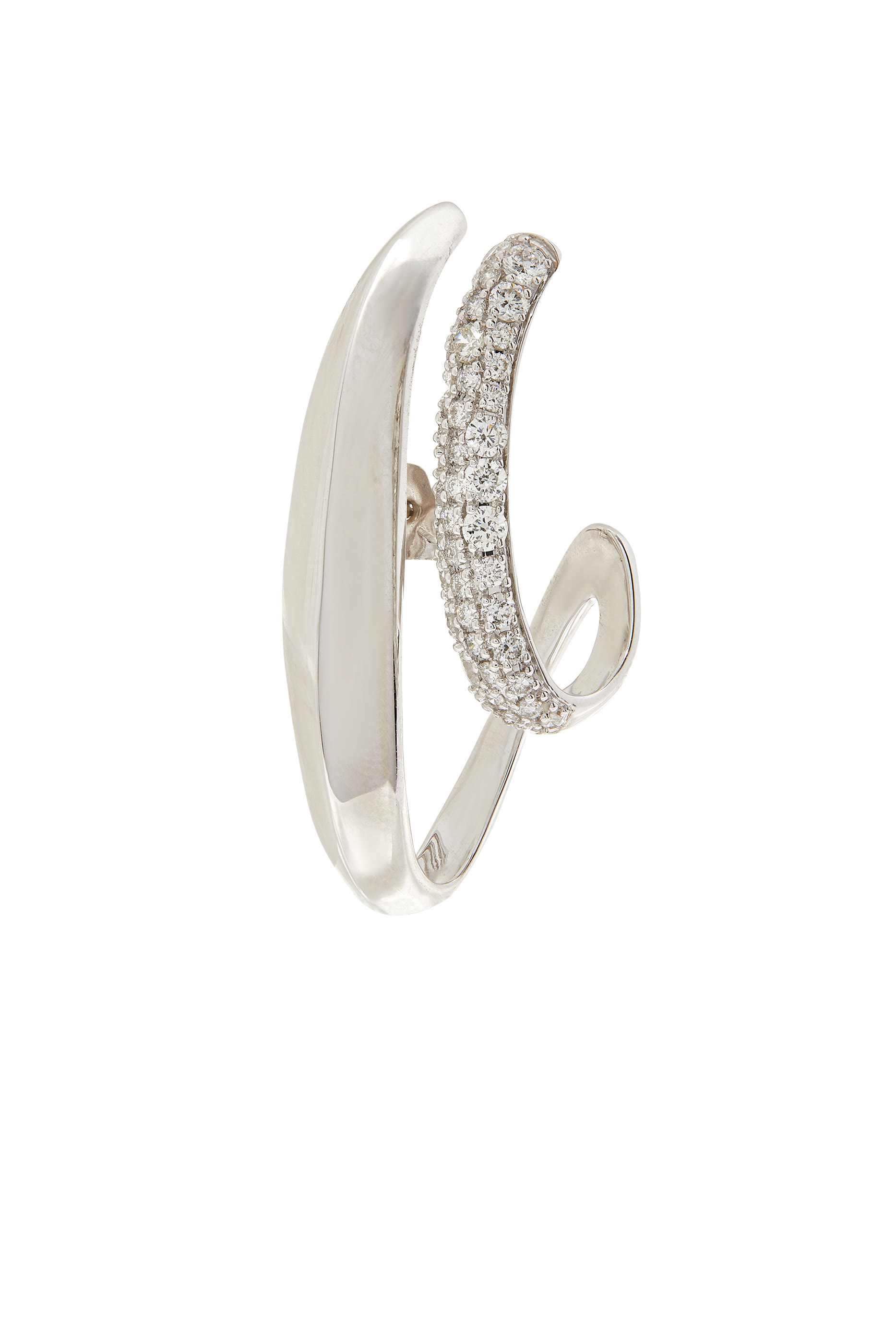 قرط منفرد ماجنتيك نانو مرصع بالماس ذهب أبيض عيار 14 قيراط