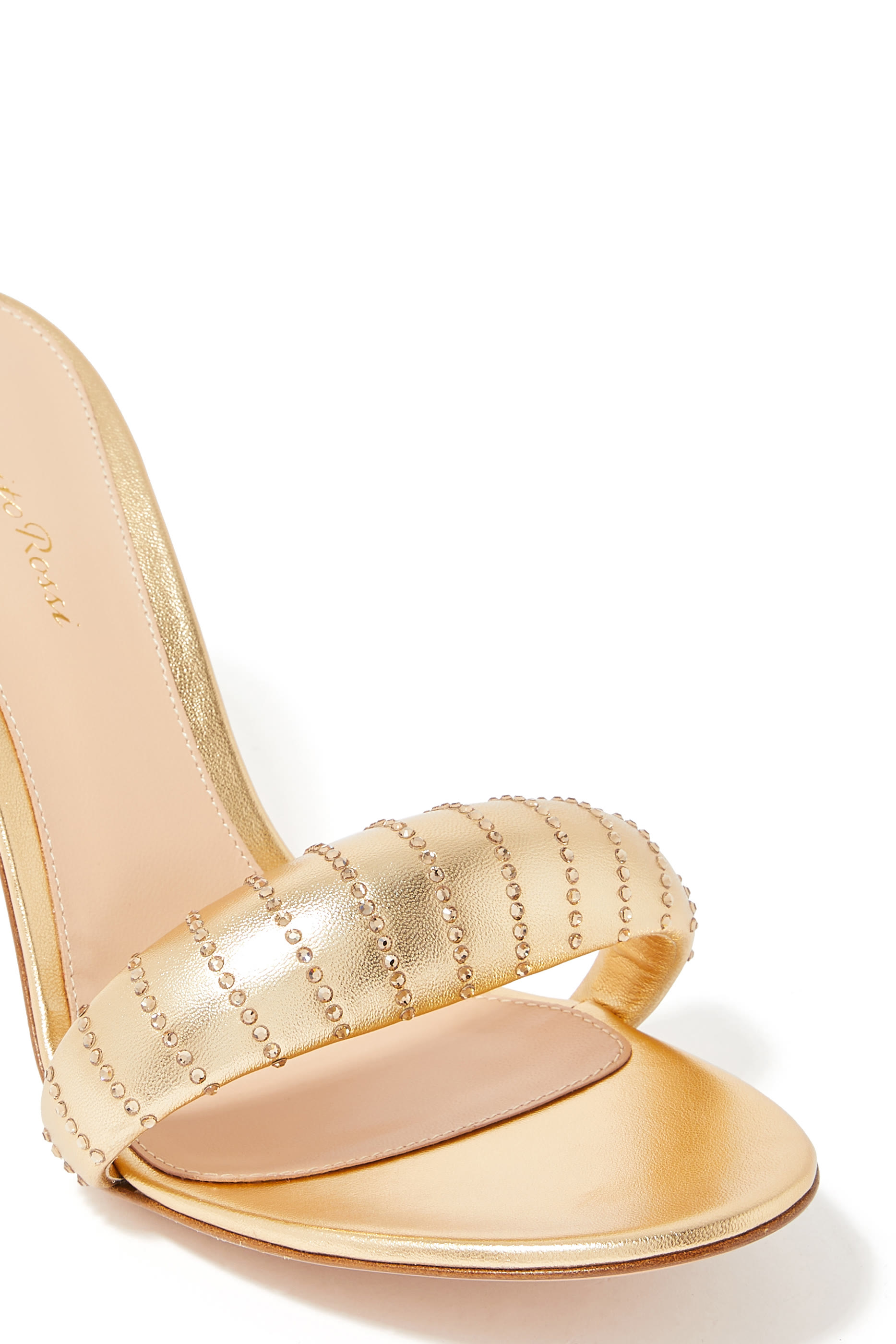 حذاء بيجوكس 85 مفتوح من الخلف مرصع بالكريستال جلد لامع