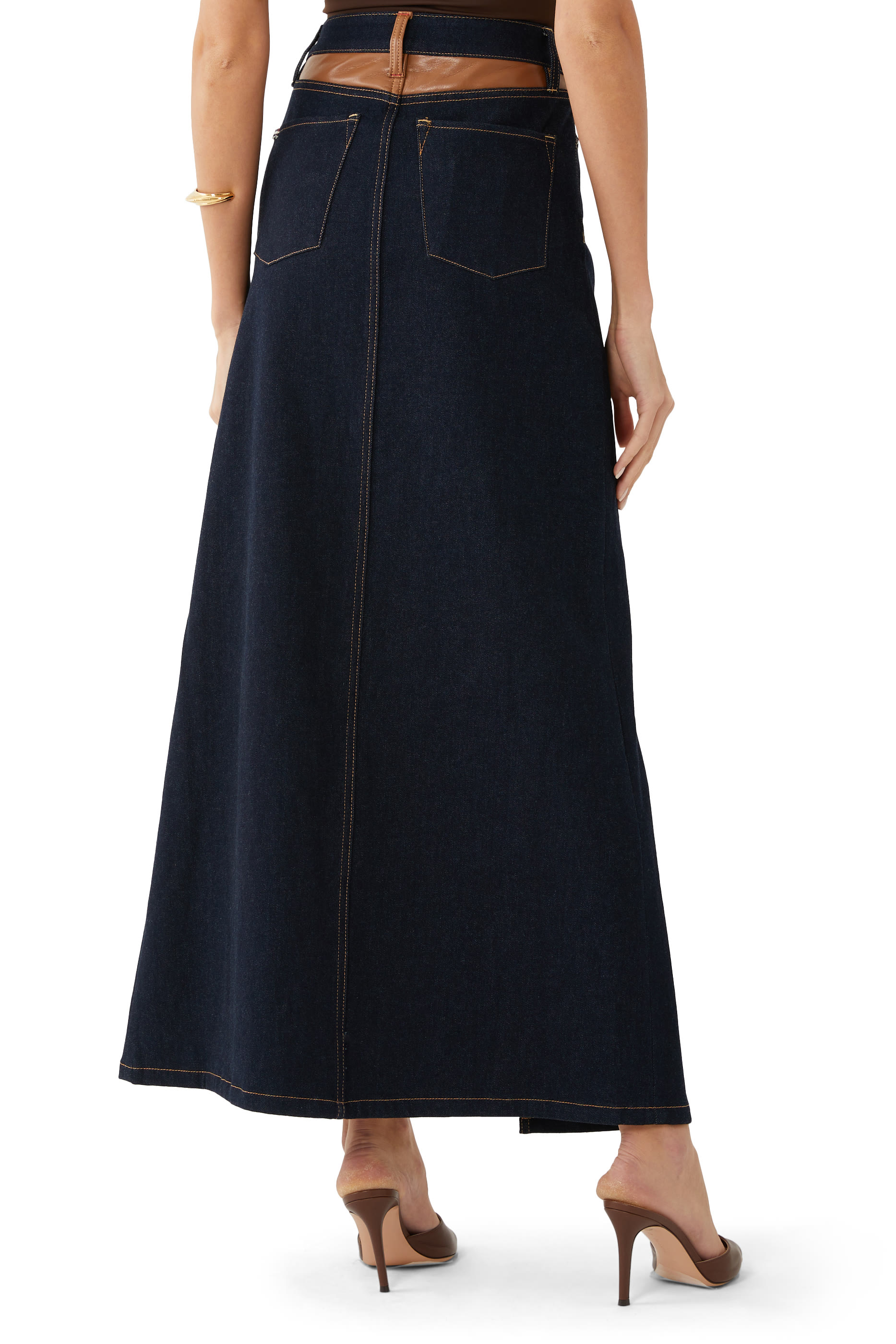 تنورة راي بمزيج نباتي بخصر مرتفع