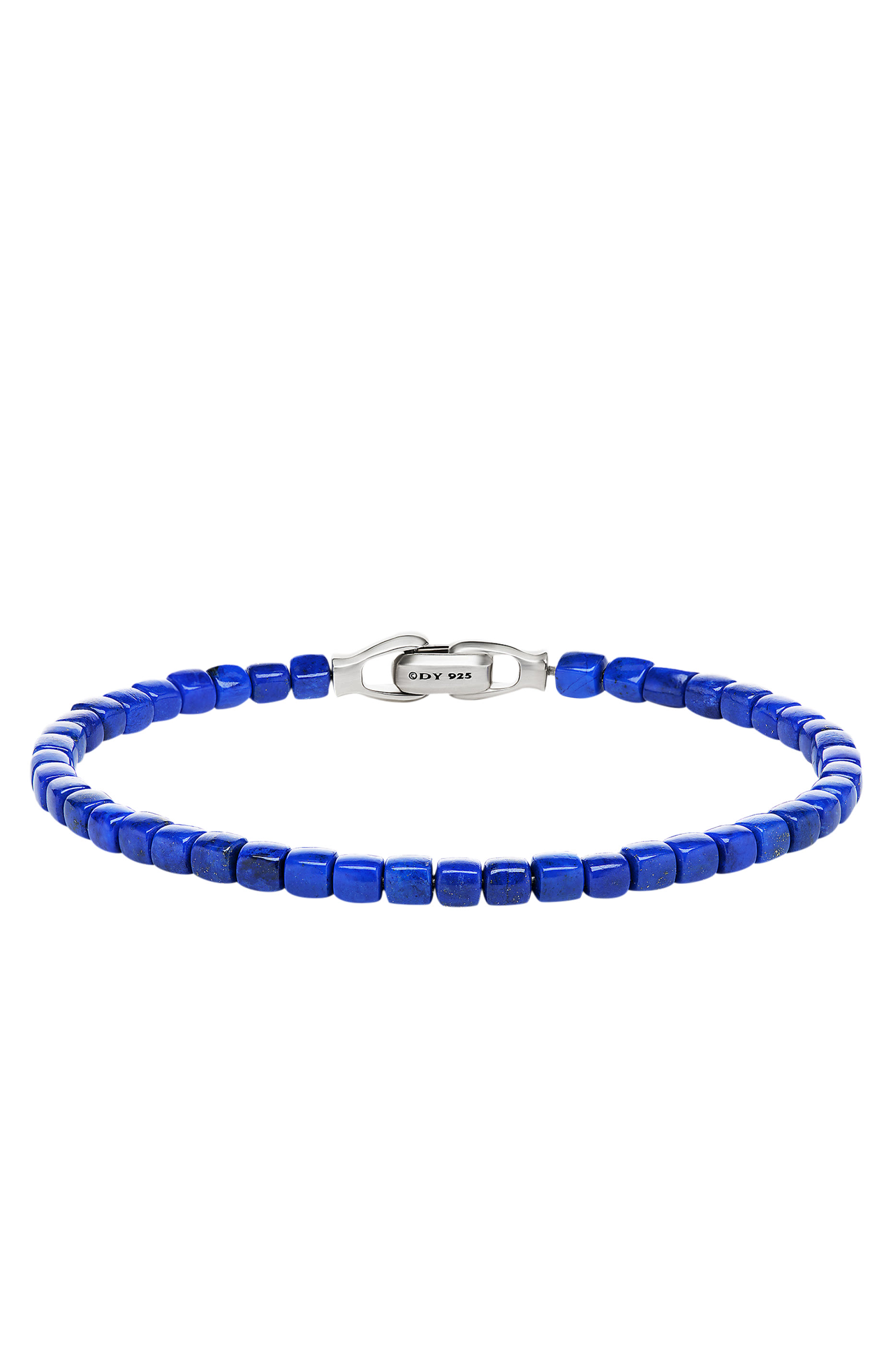 سوار خرز بتصميم مسبحة عقيق أسود بحواف مربع وفضة إسترلينية