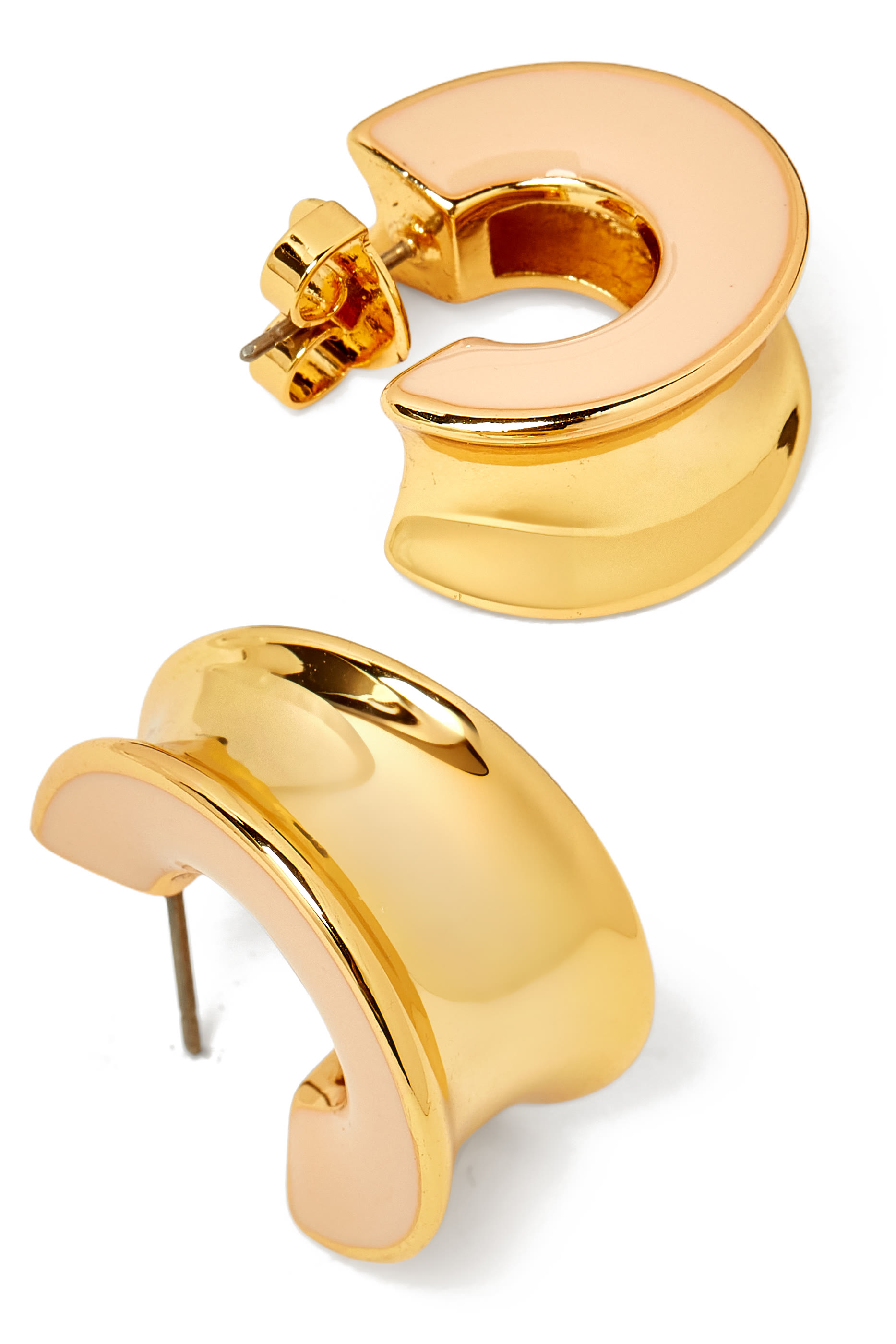 أقراط دائرية بولد صغيرة، معدن مطلي ومينا