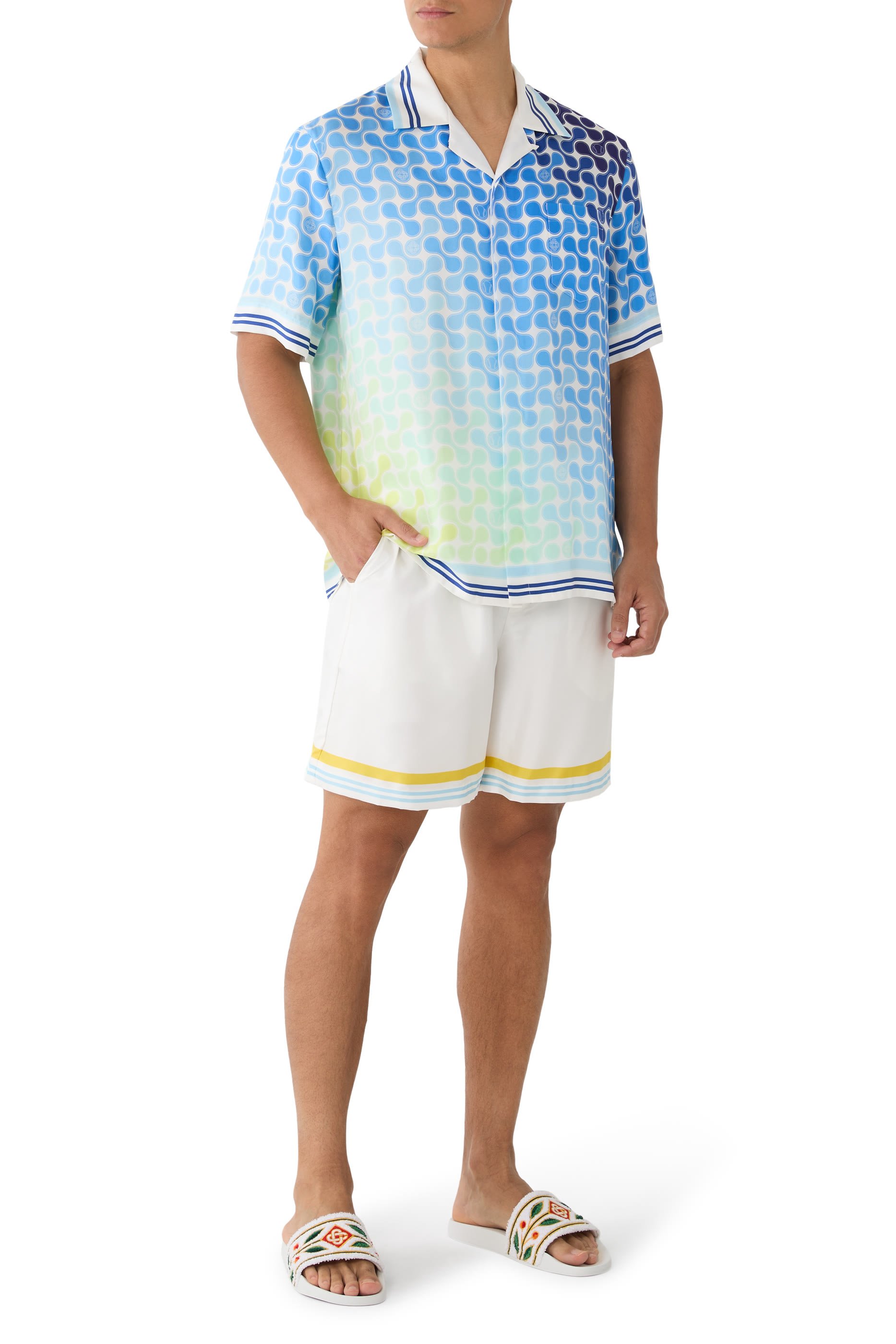 قميص تنس تايل بلون متدرج بأكمام قصيرة حرير