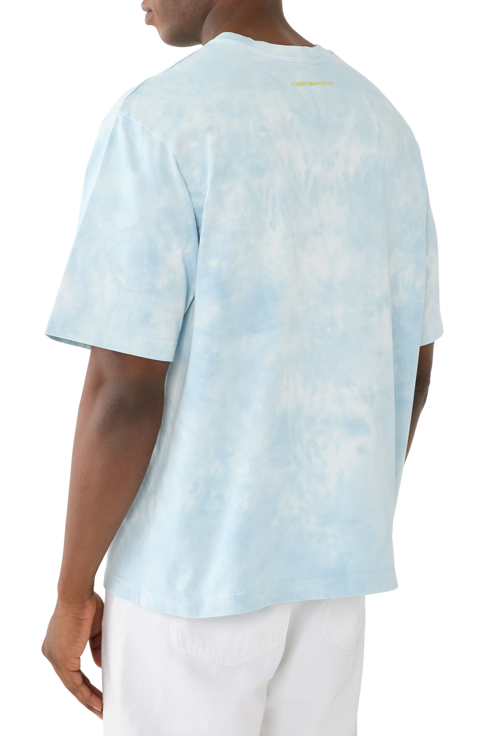 تيشيرت بطبعة سمايل بصباغة العقد والربط بقصة فضفاضة 