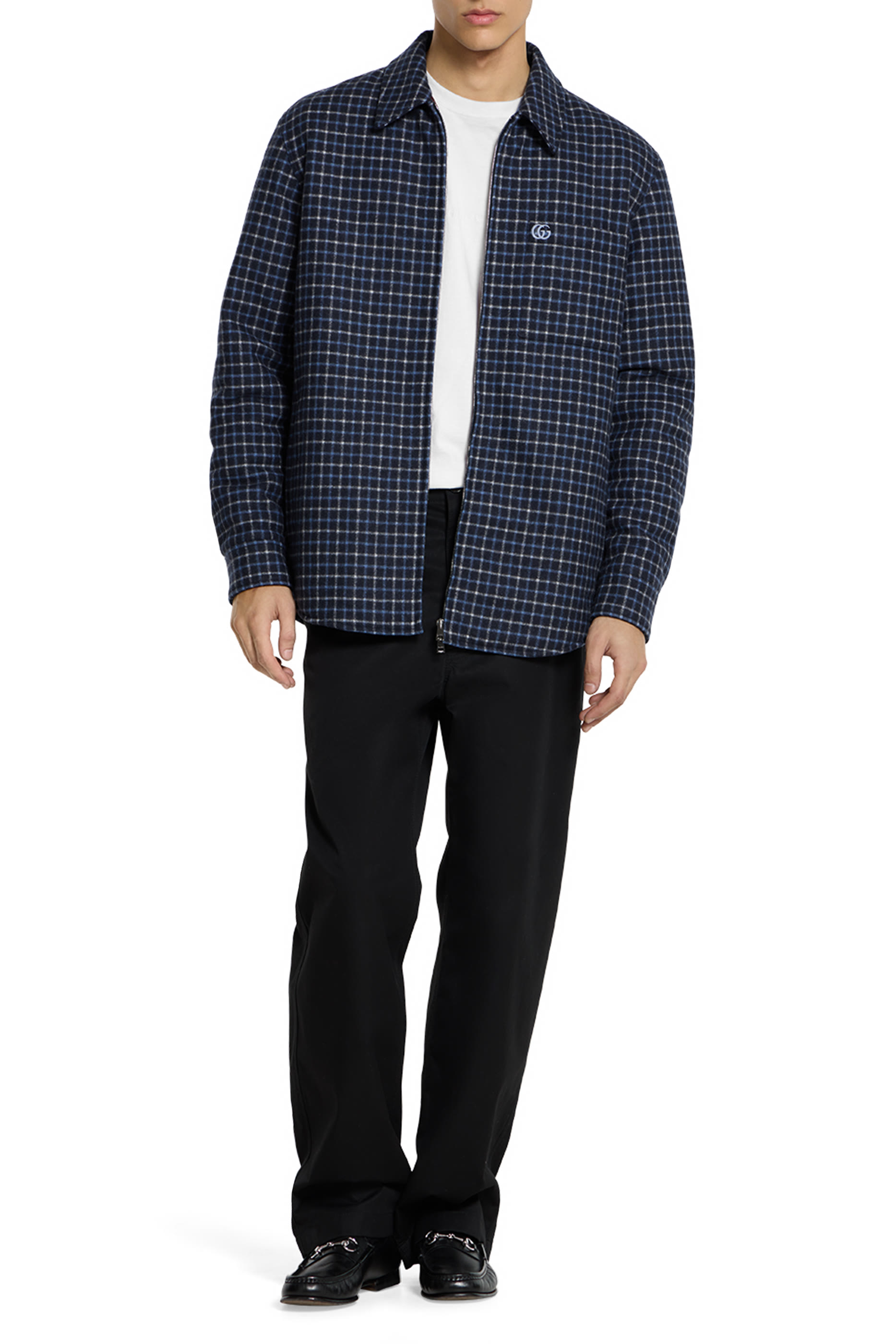 جاكيت بسحاب وشعار الماركة المطرز صوف فلانيل