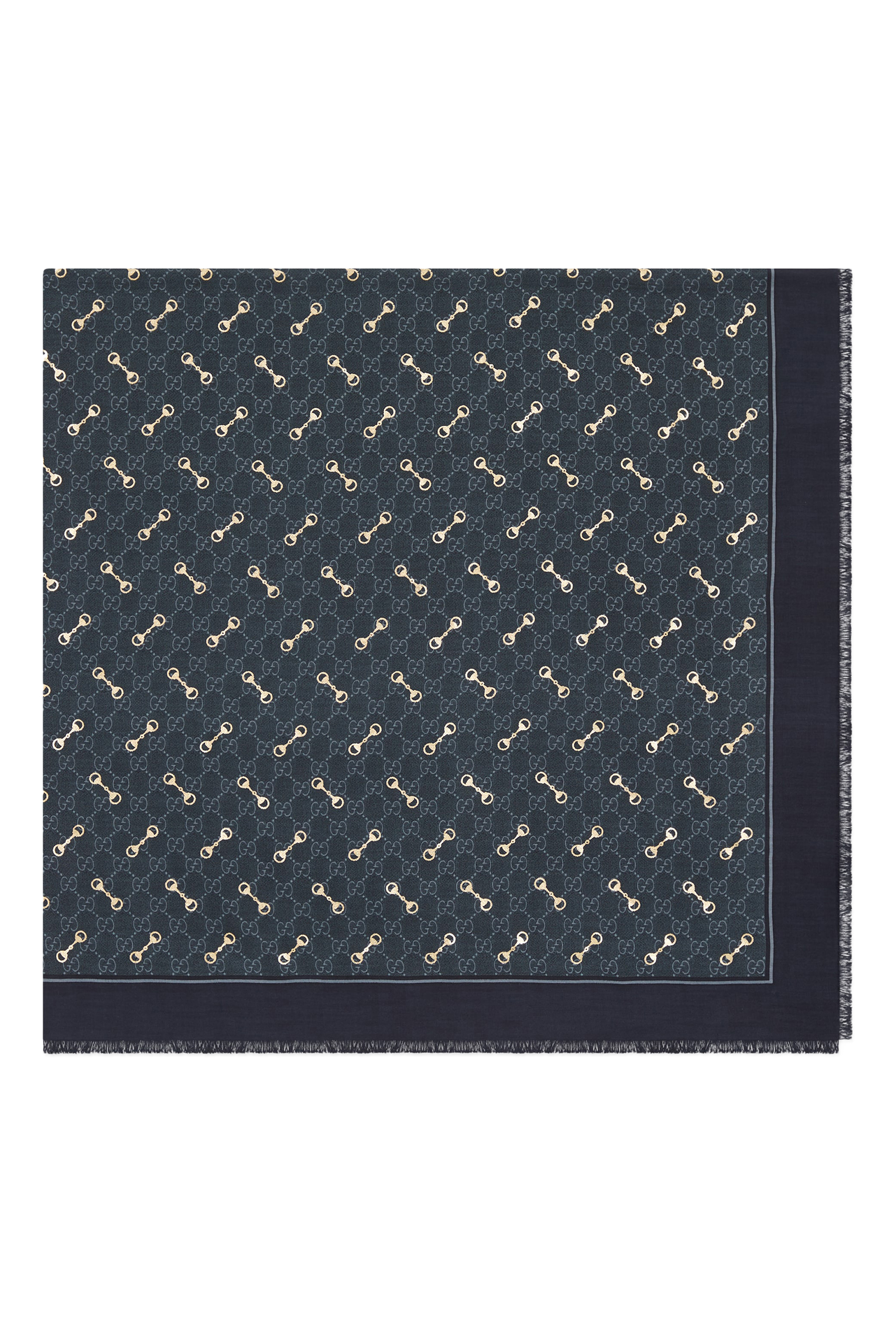 شال بحلية لجام حصان وشعار حرفي الماركة حرير