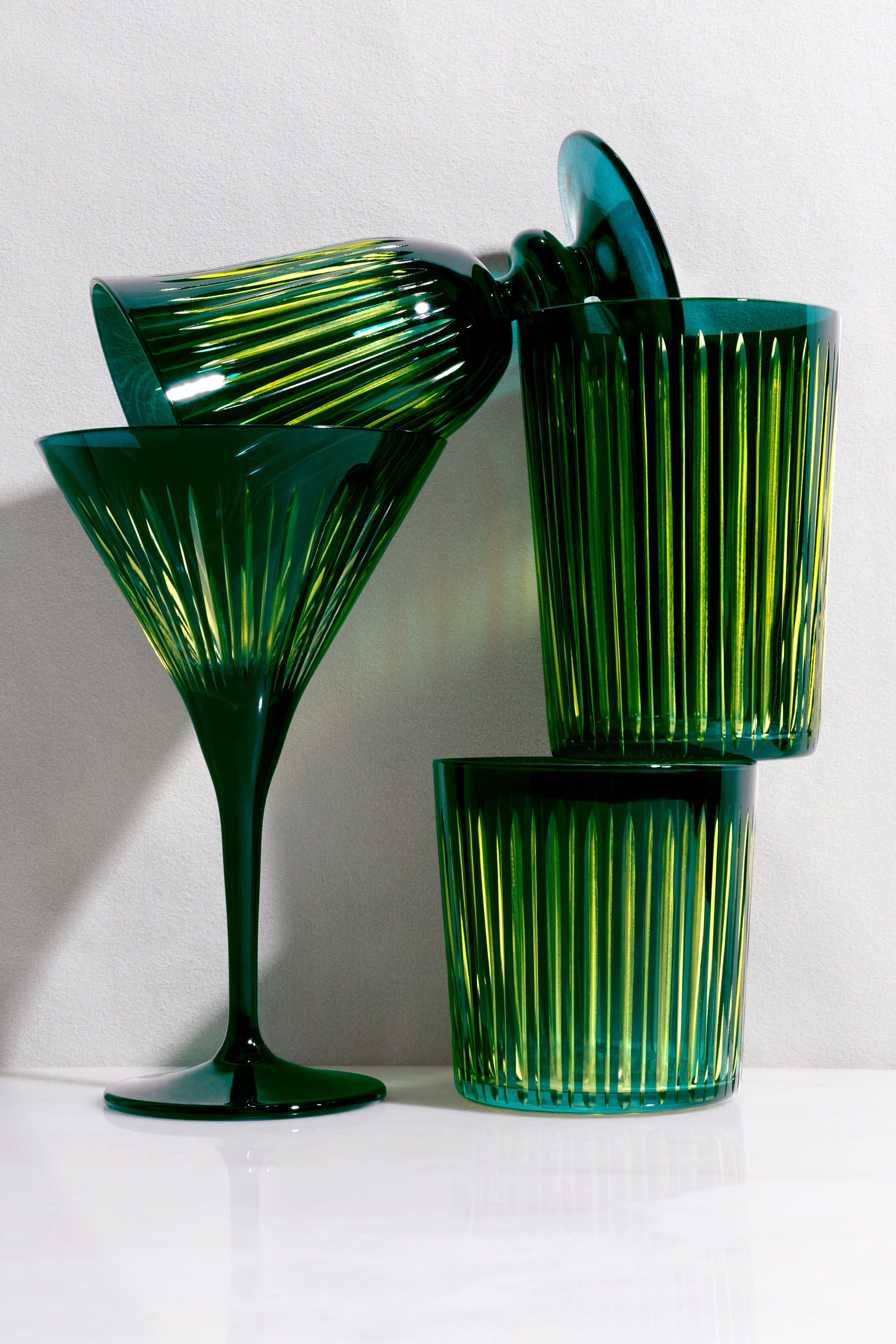 طقم كؤوس بريزم مزدوج بتصميم كلاسيكي، 4 قطع