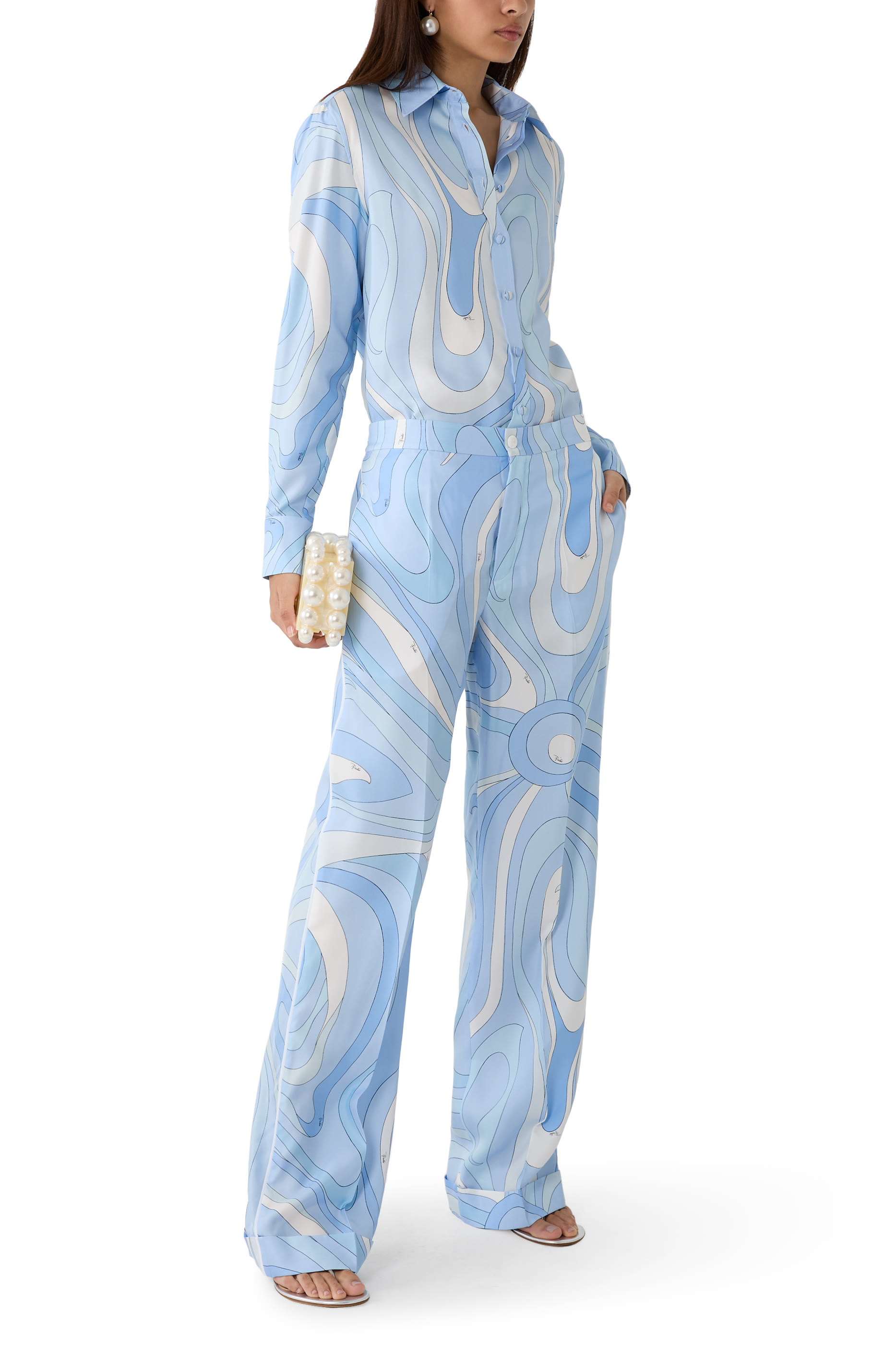 بنطال بنقشة مارمو حرير