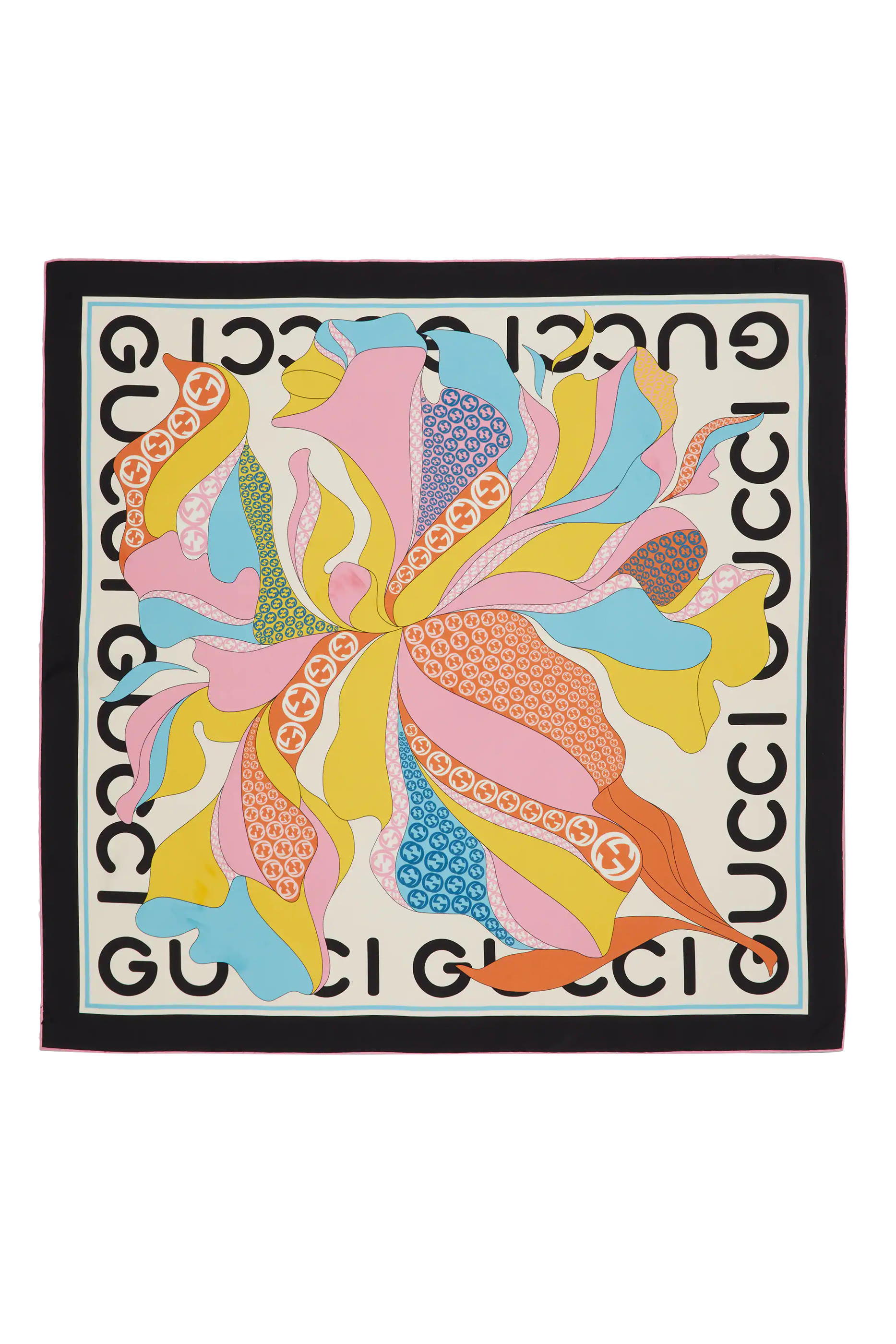 وشاح حرير بطبعات زهور كبيرة