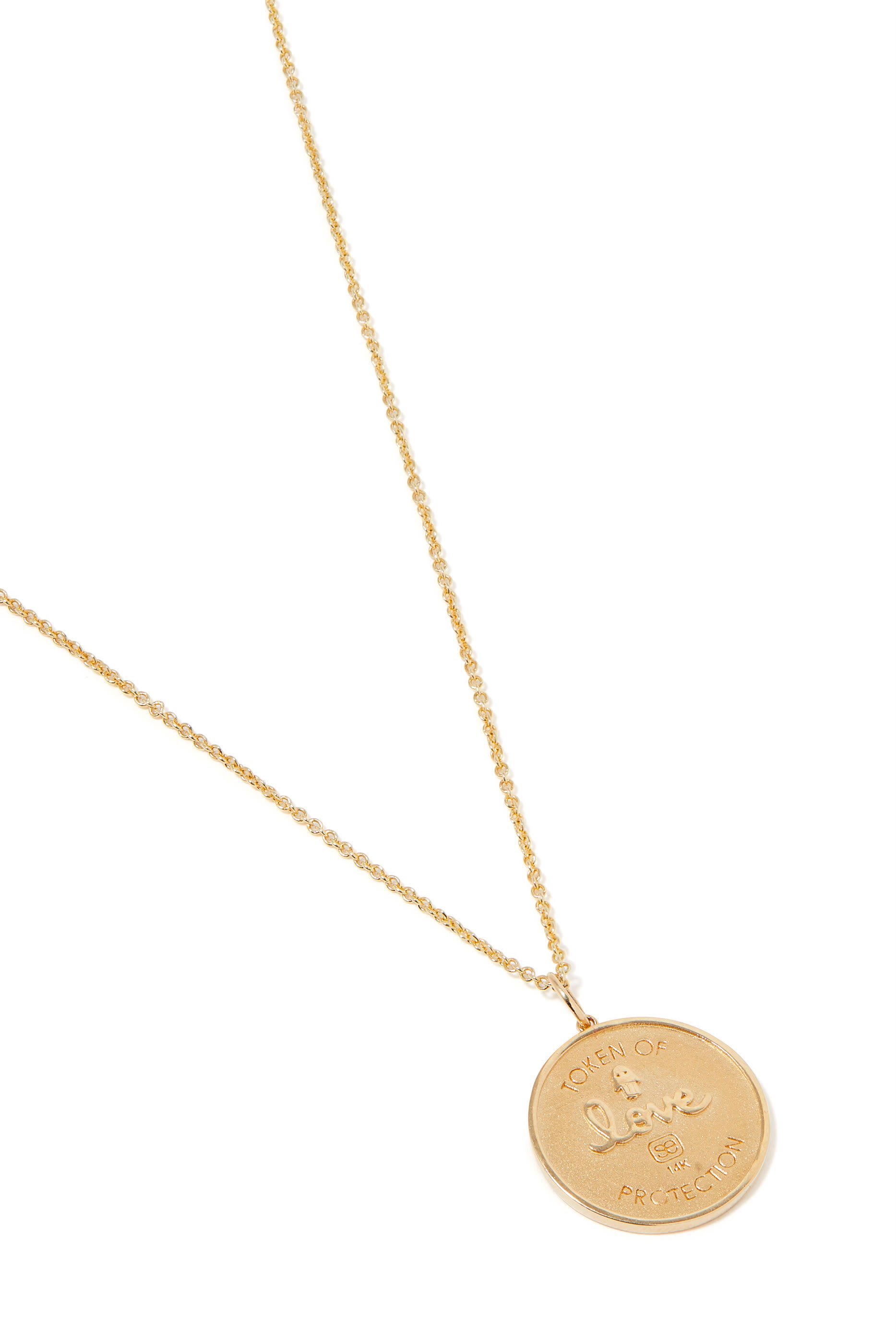 قلادة بدلاية بتصميم دائري محفورة بعين حسود ذهب أصفر عيار 14