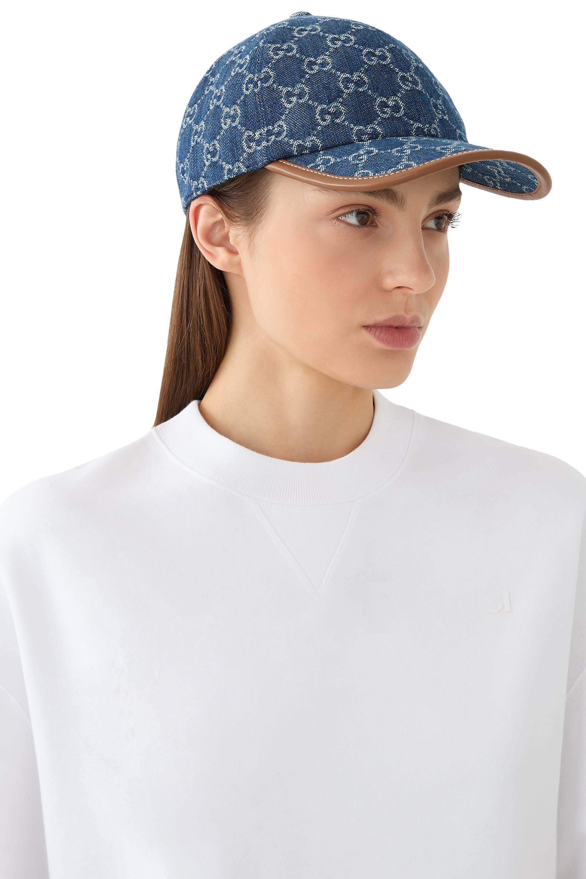 كاب بيسبول دنيم بنقشة حرفي شعار الماركة