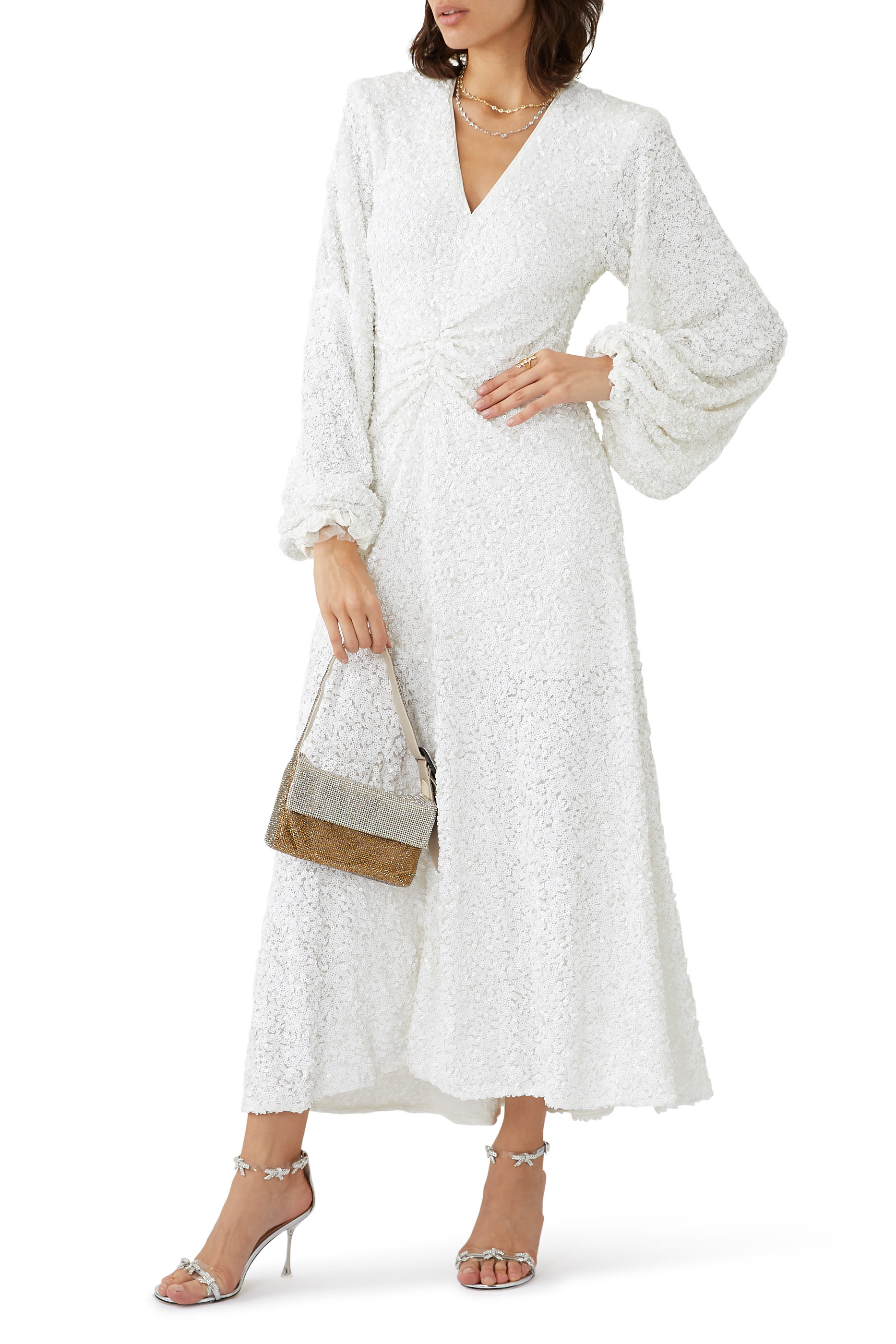 فستان سيرين متوسط الطول مطرز بالترتر