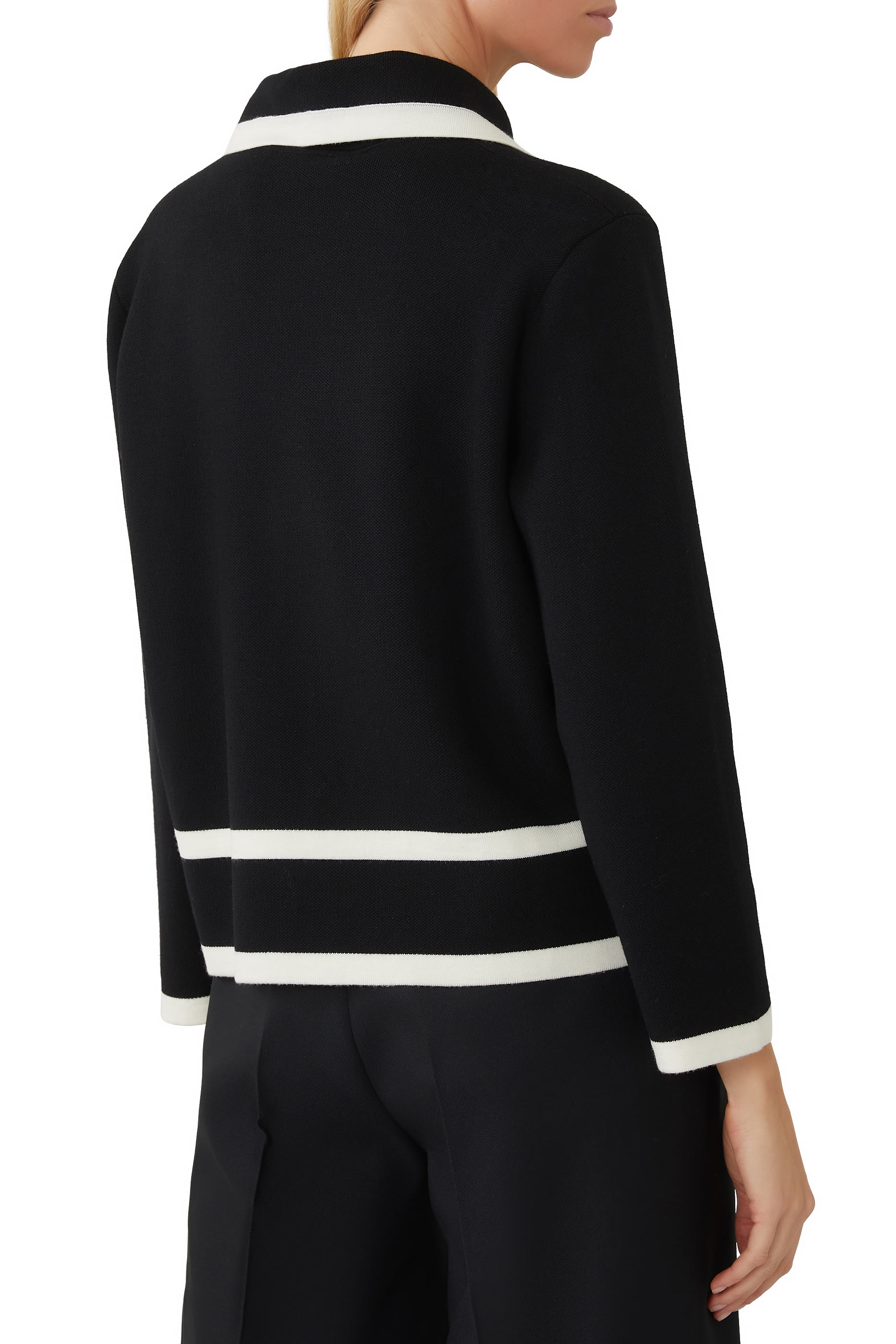 قميص بولو صوف بنقشة حرفي شعار الماركة جاكار بيكيه