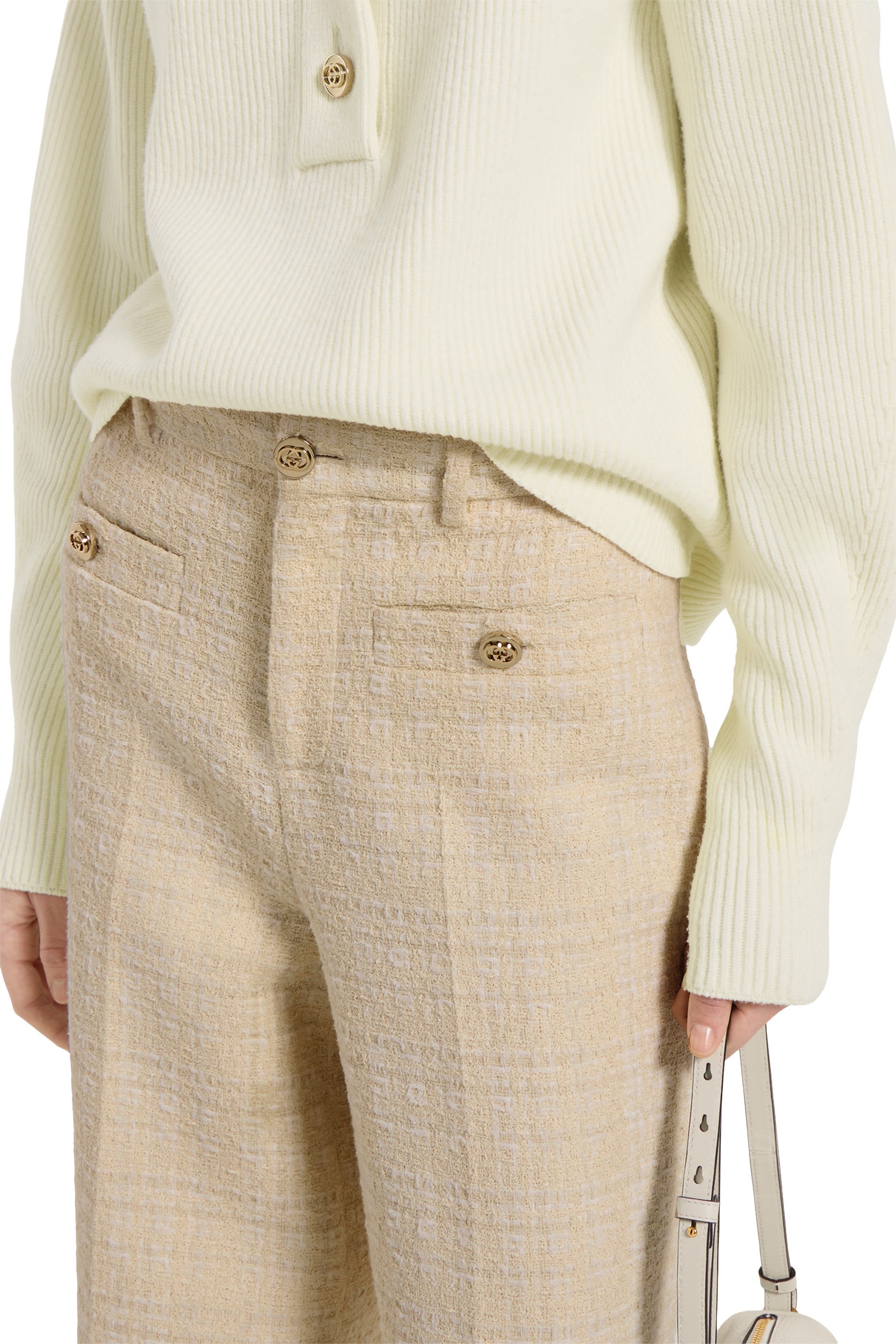 بنطال بنقشة مربعات قطن تويد