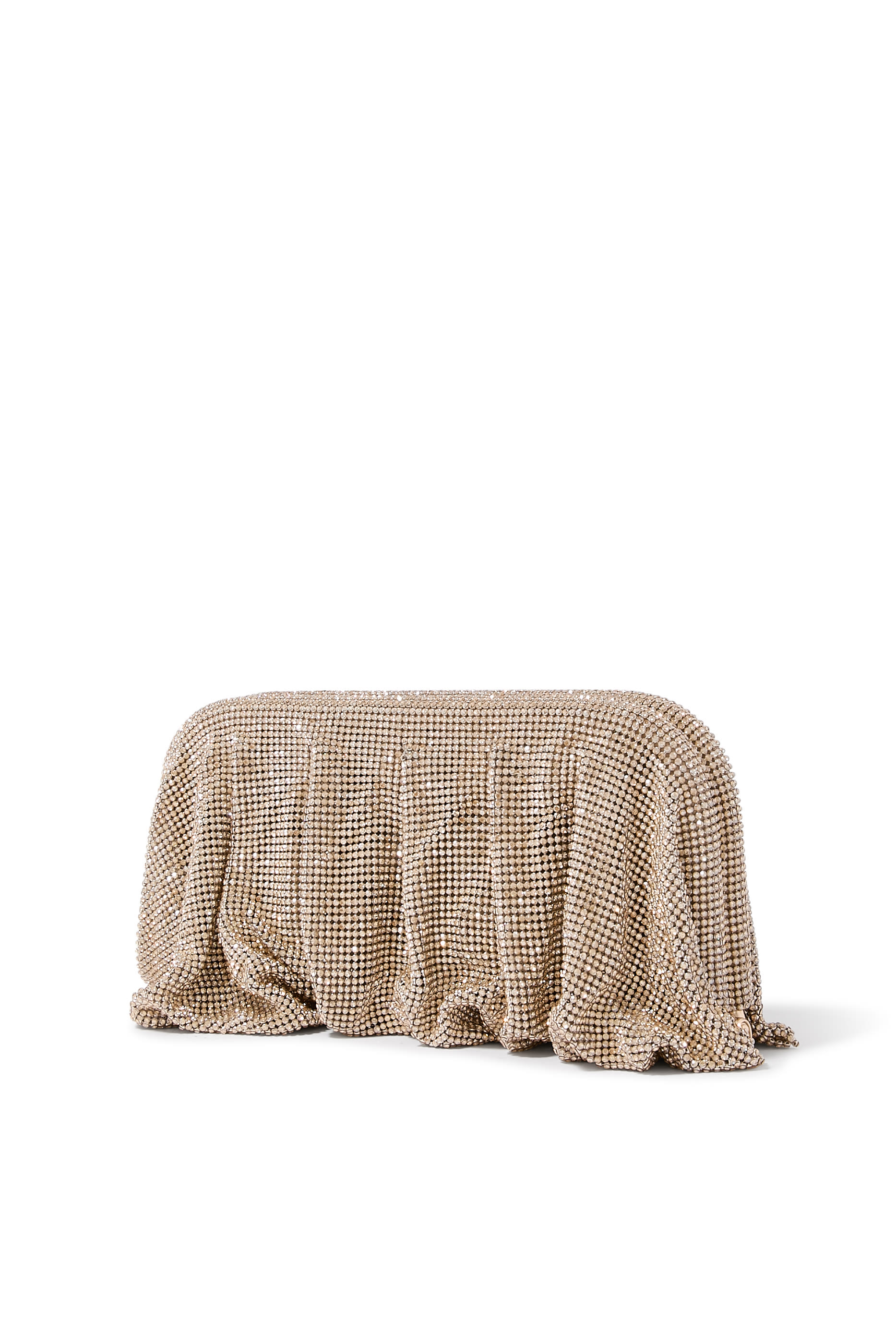 حقيبة كلاتش فينوس لا غروند قماش شبكي مرصعة بأحجار الراين وكريستال