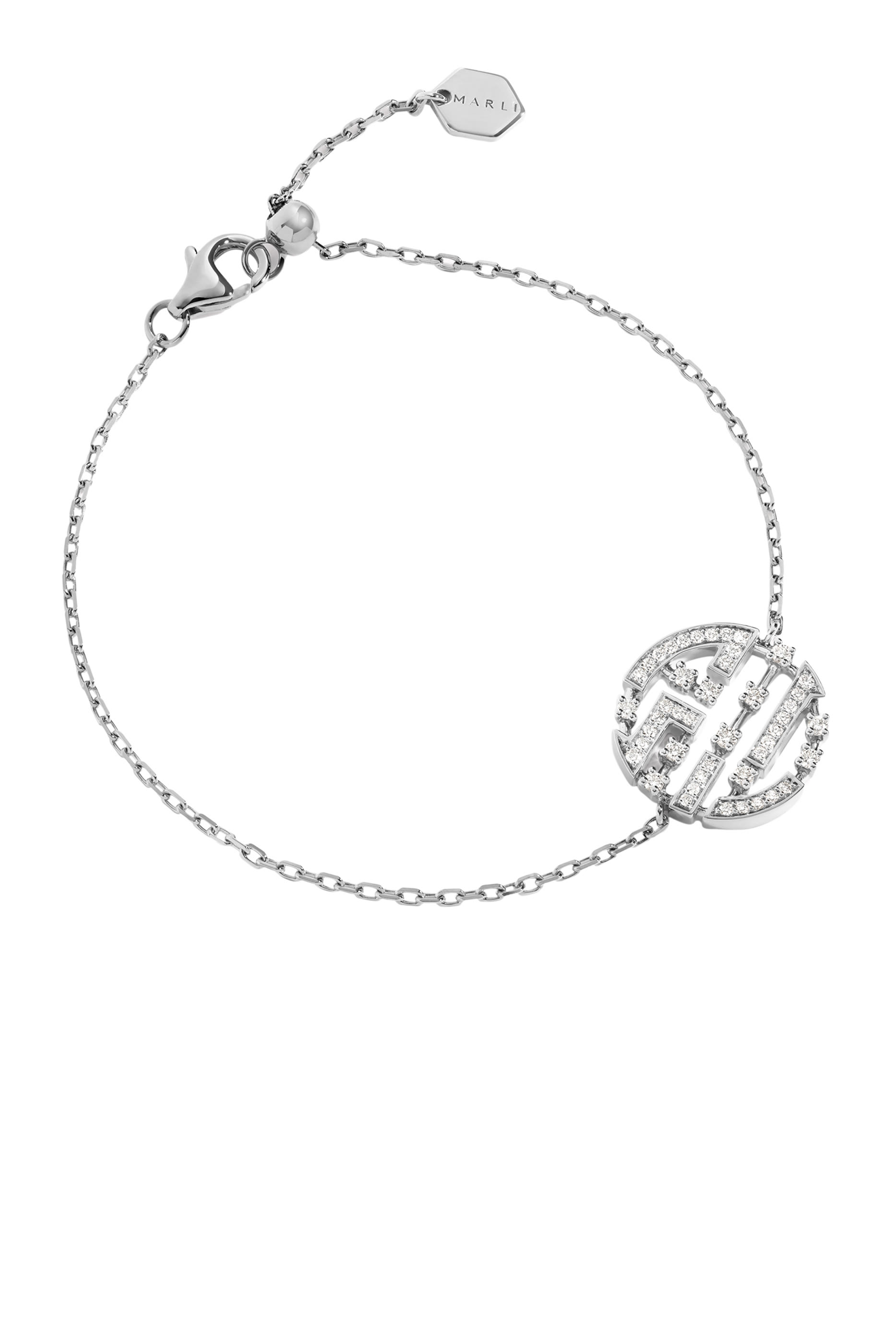 سوار أفينوز بسلسلة مرصع بالماس ذهب أبيض عيار 18