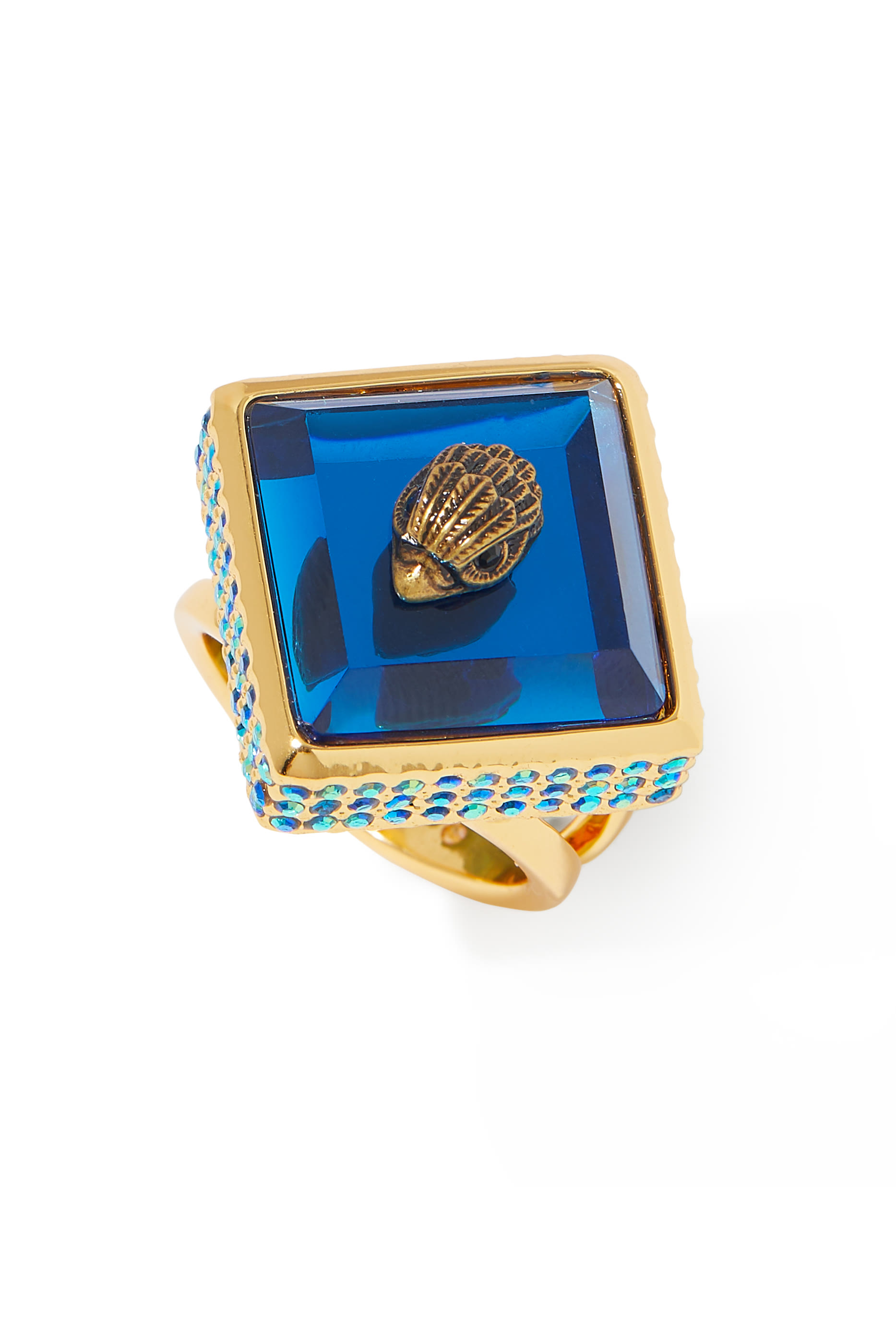 خاتم كوكتيل بتصميم مربع بشعار الماركة