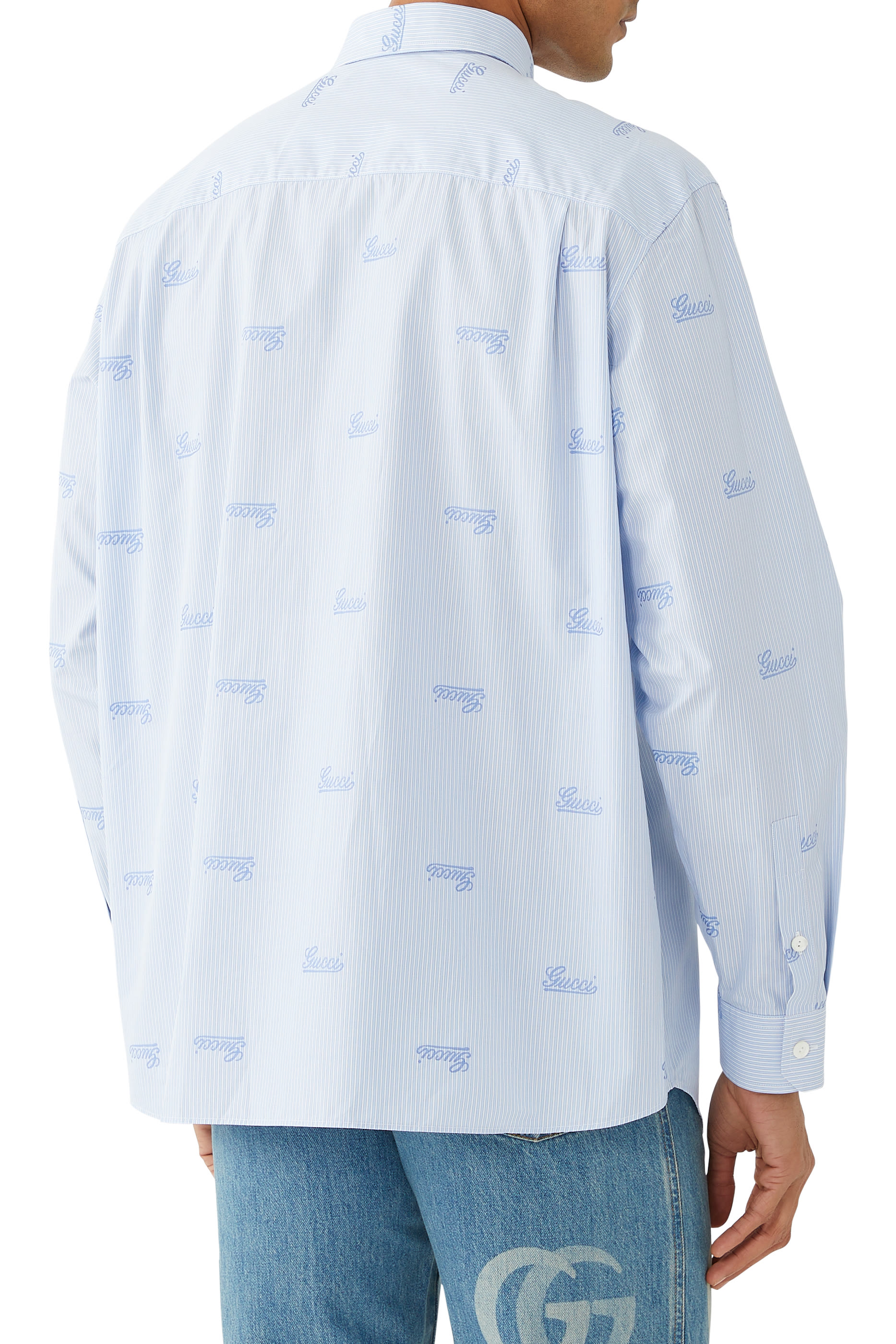 قميص قطن مخطط بتطريزات