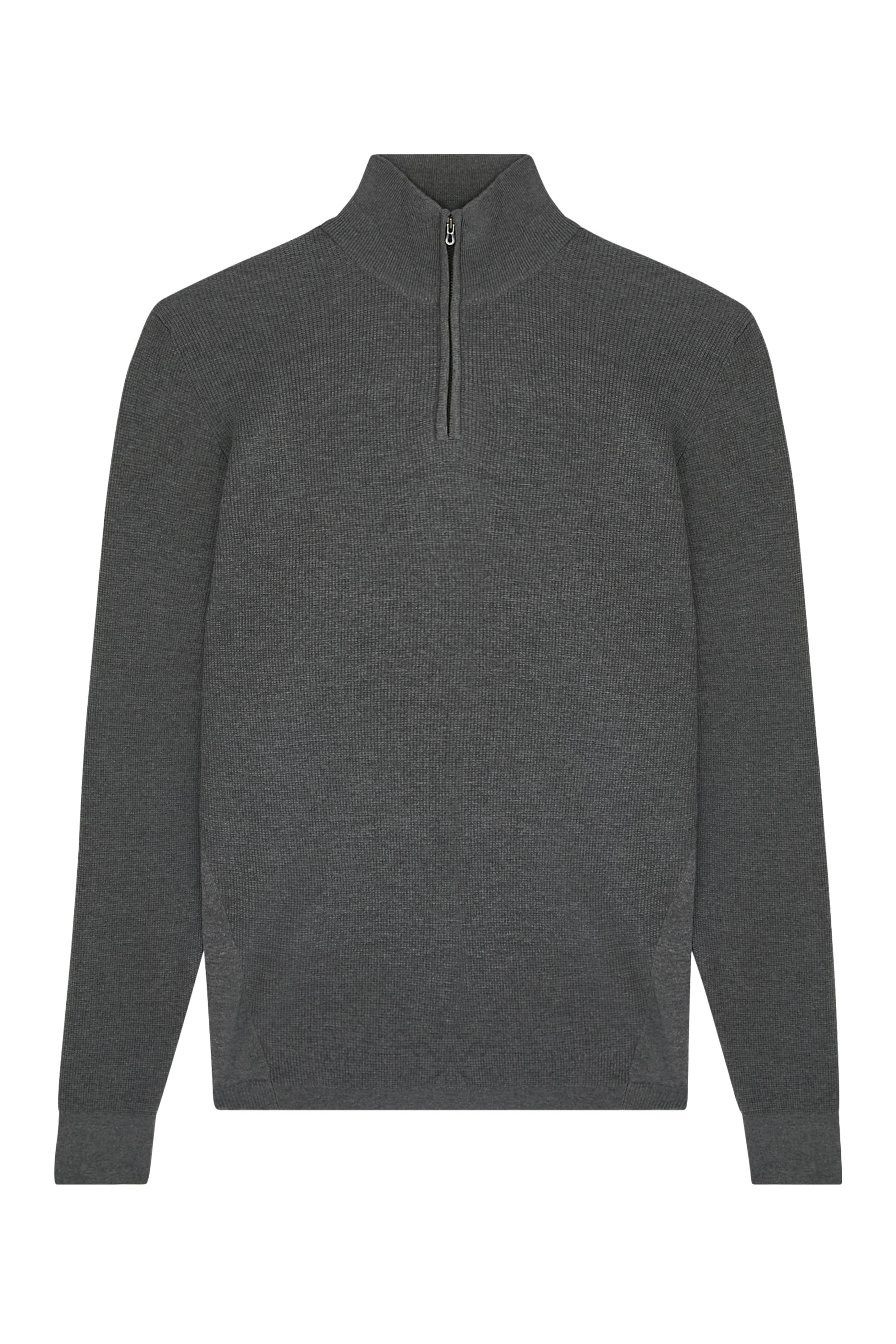 كنزة بياقة عالية ونصف سحاب نسيج متشابك