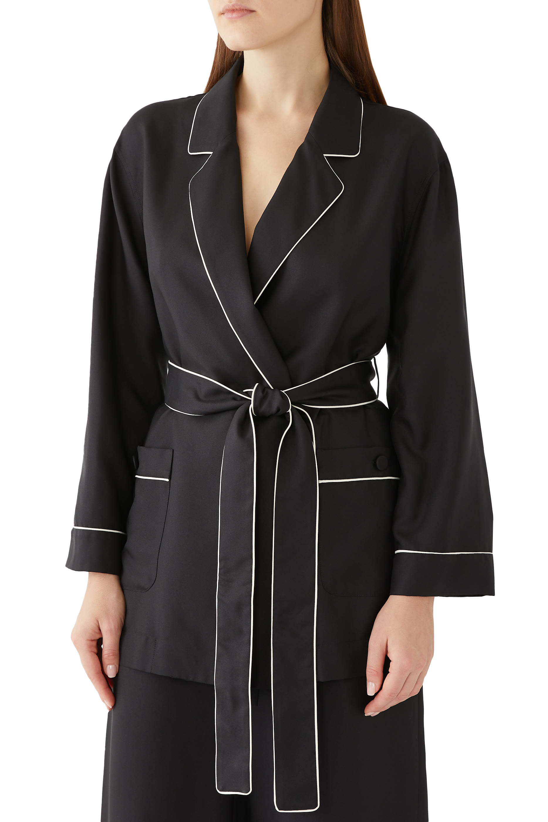 قميص بحزام تويل