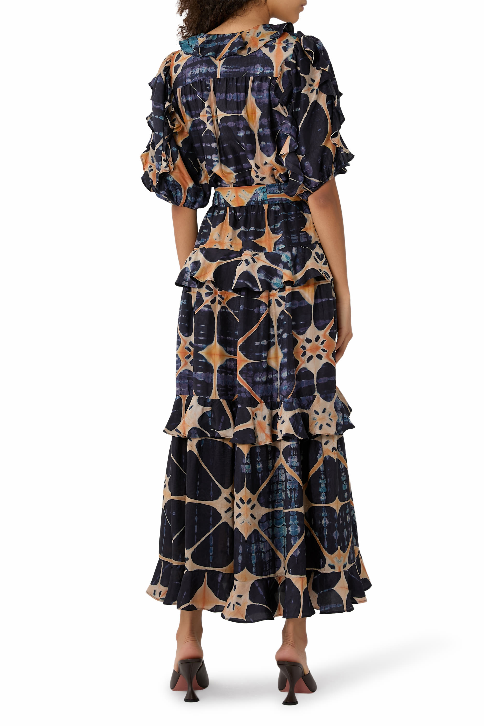 فستان تيدا متوسط الطول بأكمام قصيرة