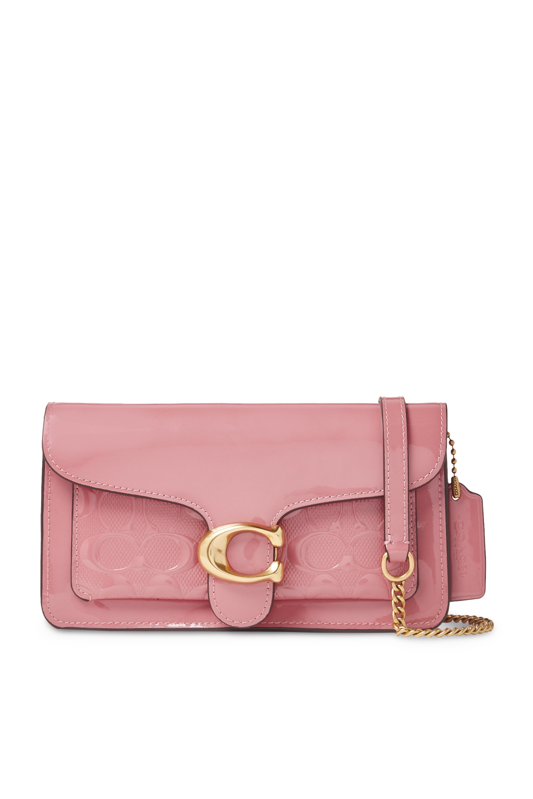 كلاتش تابي جلد لامع بنقشة شعار الماركة