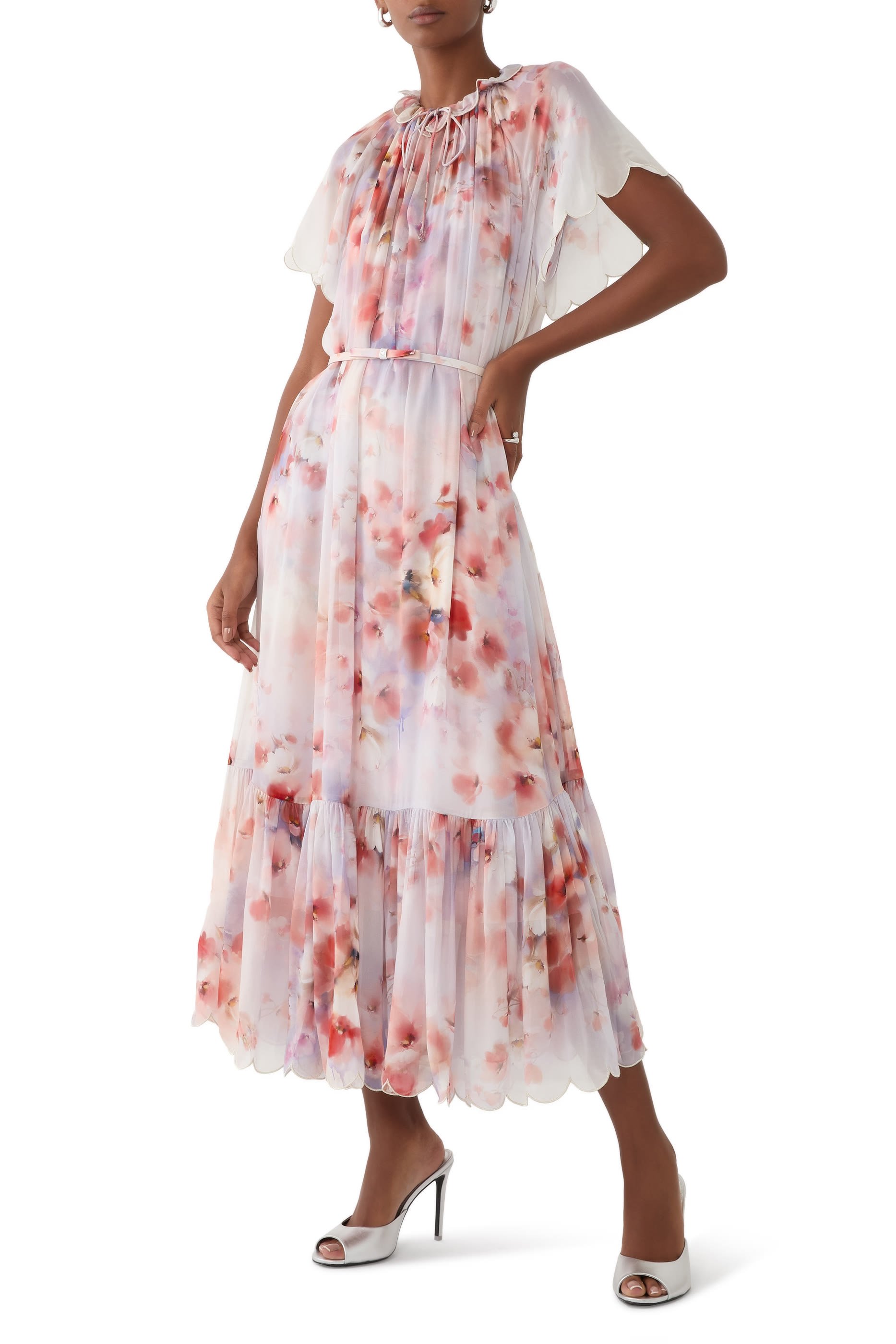 فستان كراش متوسط الطول أكمام واسعة