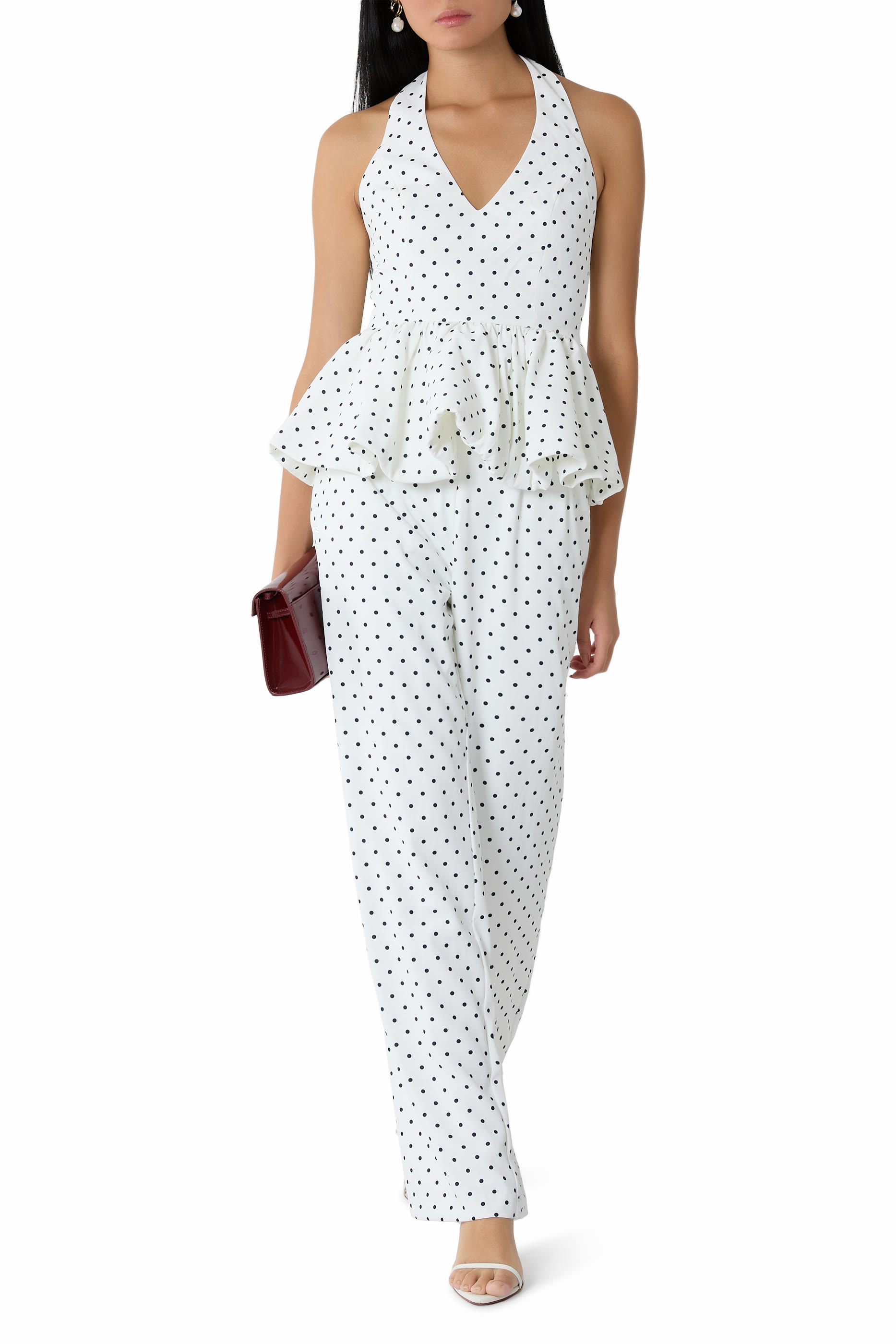 بلوزة التيميت ميوز بياقة V وحافة جرس