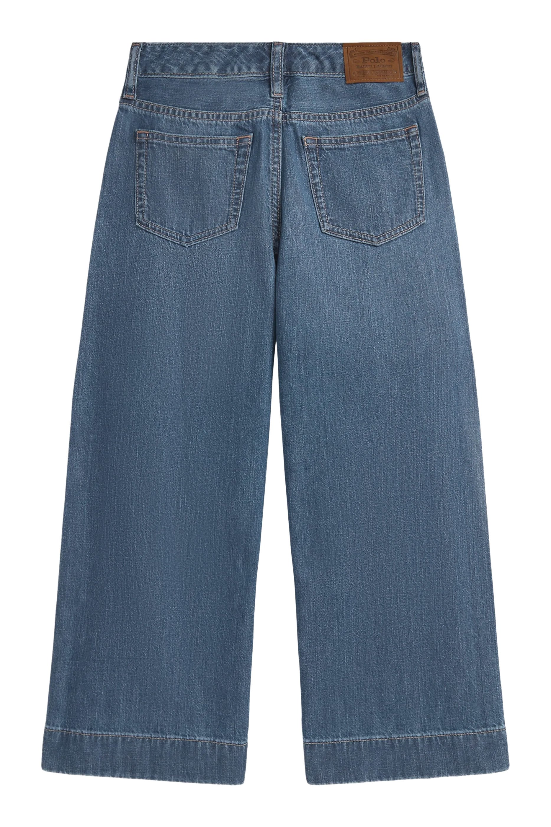 بنطال جينز بقصة ساق واسعة وجزء أمامي مسطح دنيم للأطفال