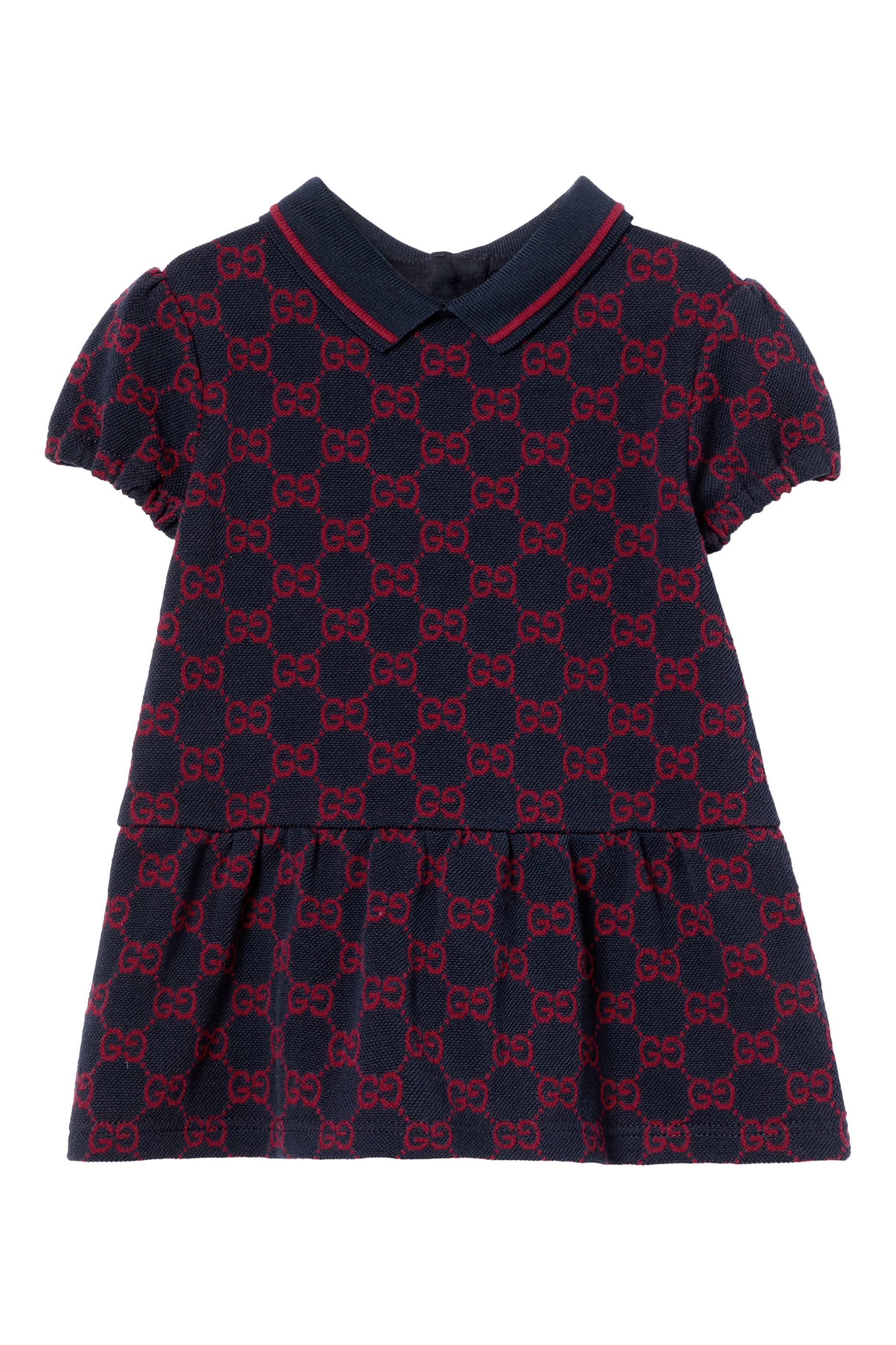 فستان قطن بيكيه بنقشة حرفي شعار الماركة للأطفال