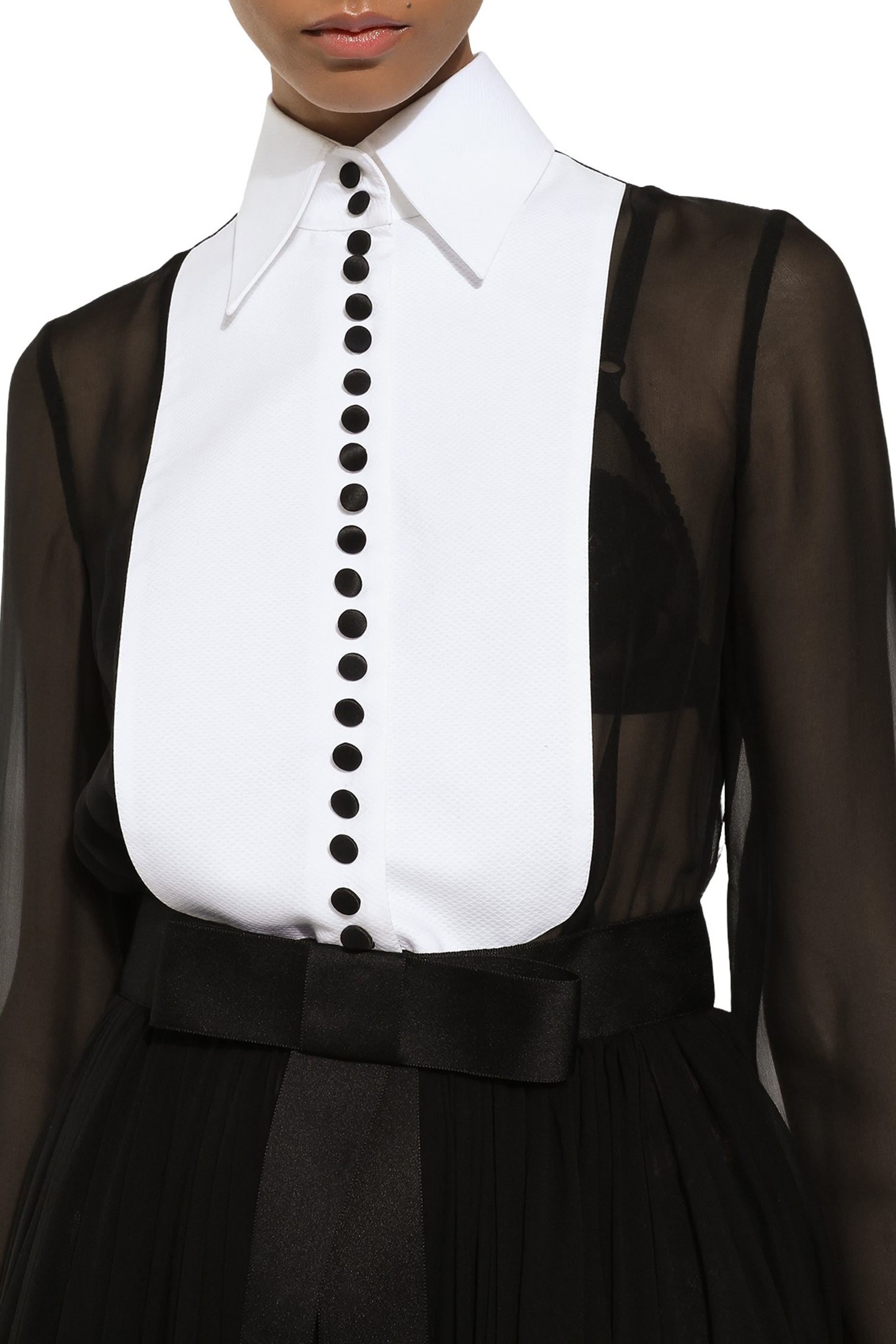 فستان متوسط الطول بتصميم قميص شيفون