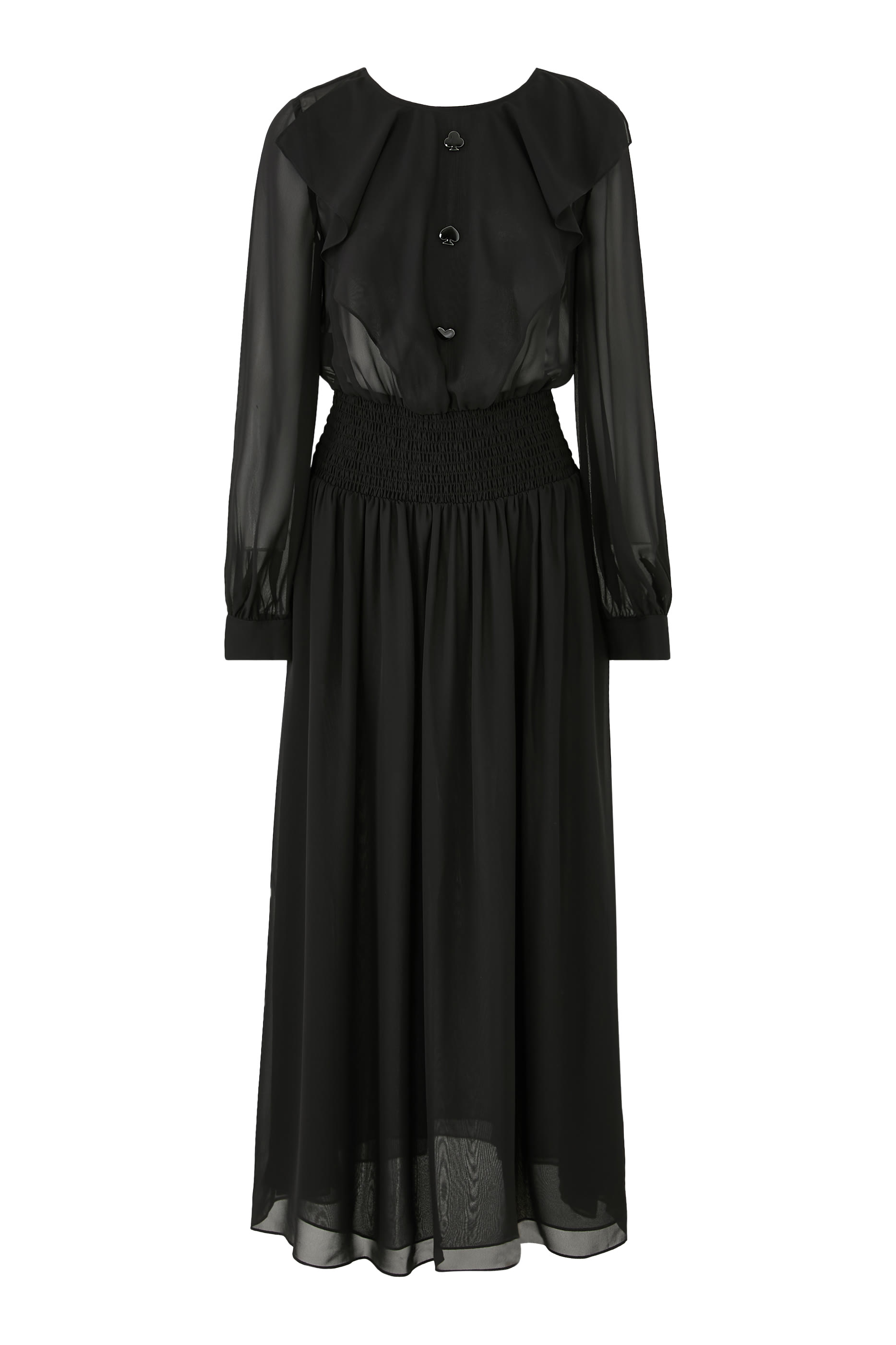 فستان متوسط الطول بطيات مزين بكشكش