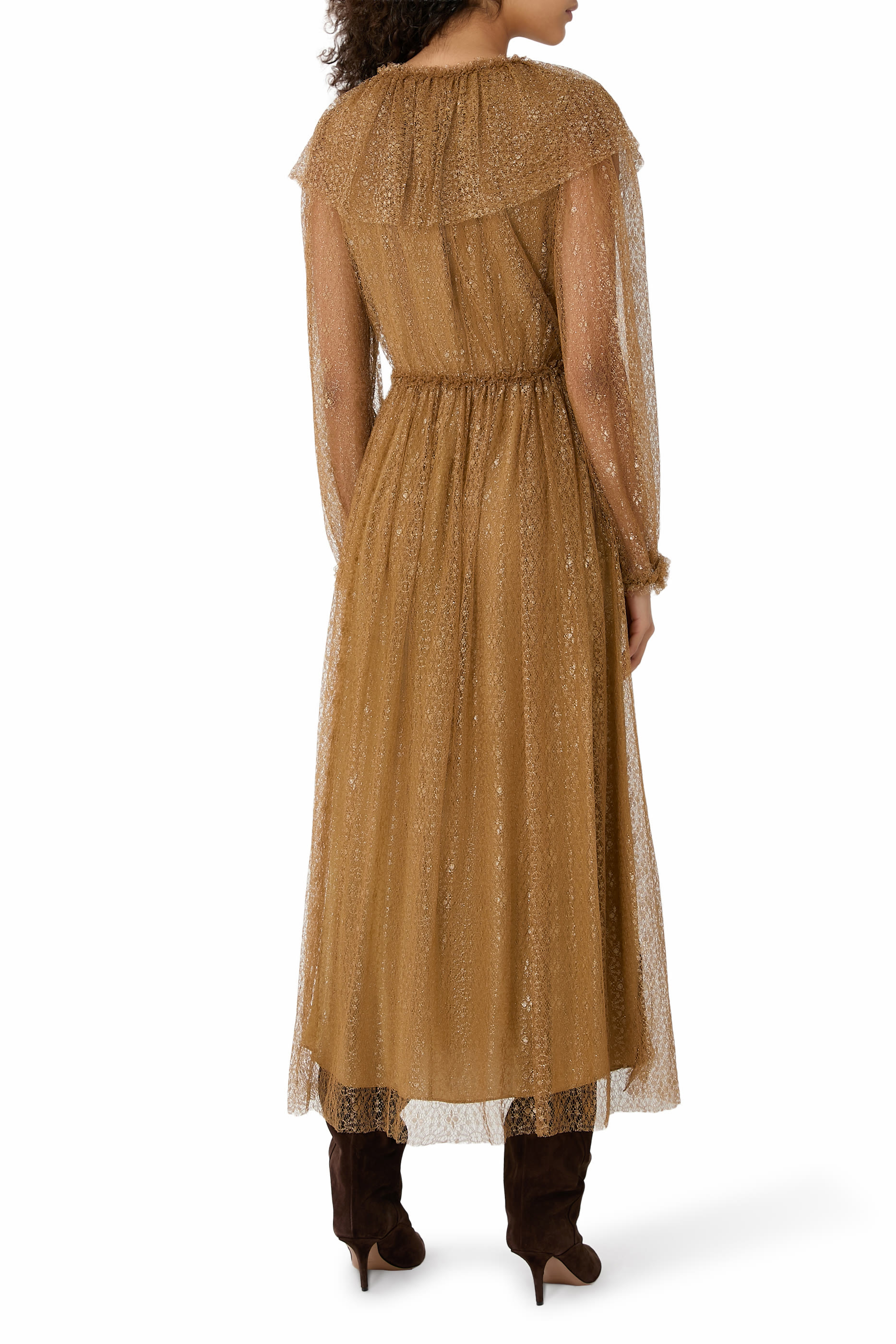 Helena Ruffle Neckline Long Sleeve Dress