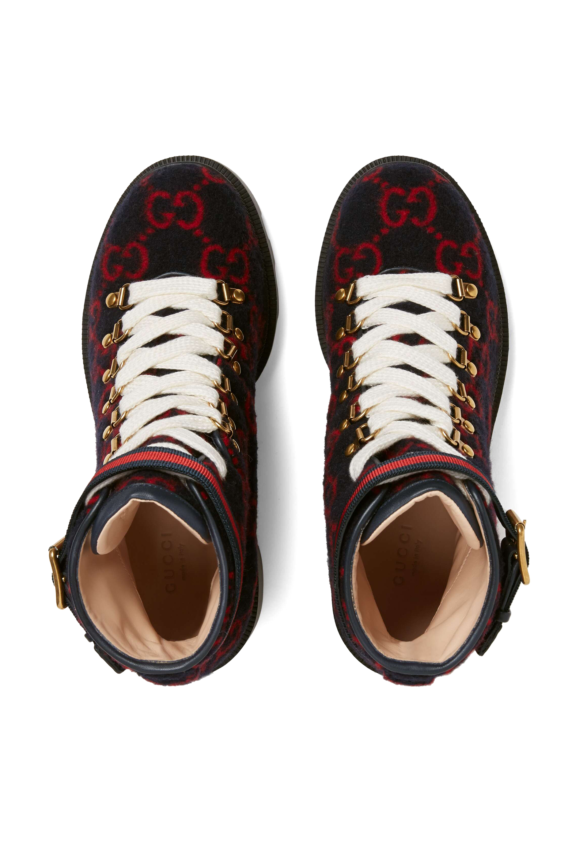 حذاء بوت صوف بشعار GG بطول الكاحل