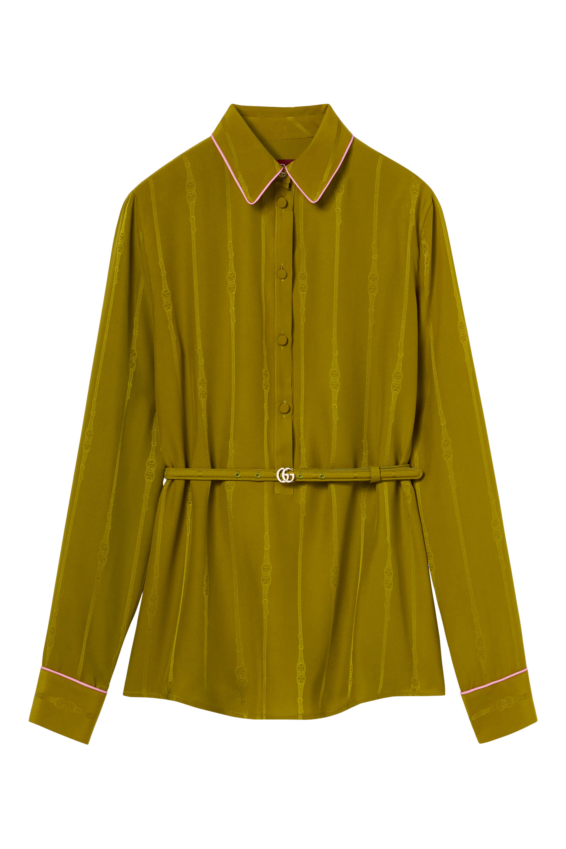 قميص بحزام وسلسلة حرير جاكار